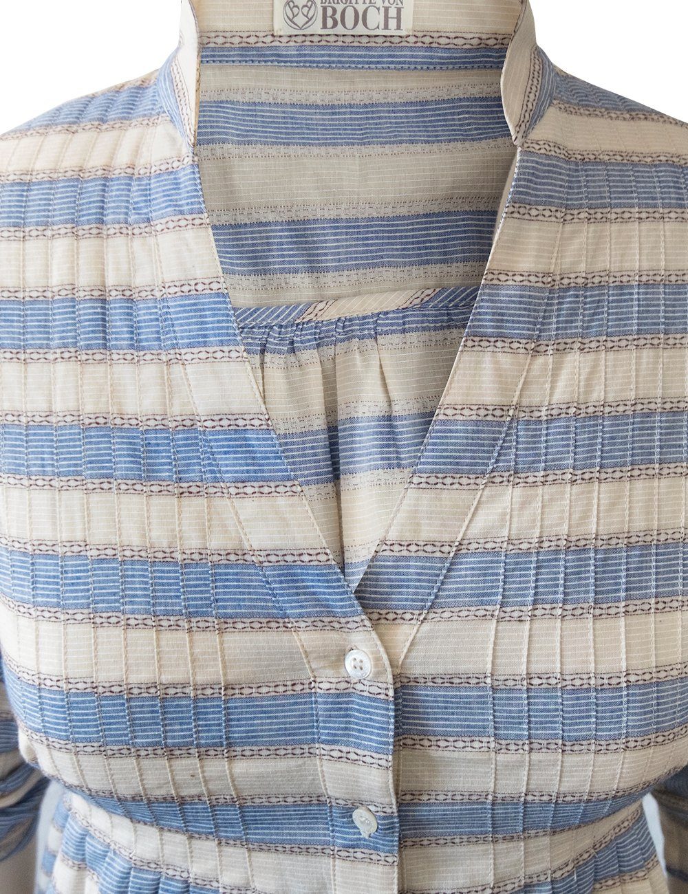Brigitte von Boch Kaftan Ios Tunika beige/blau gestreift