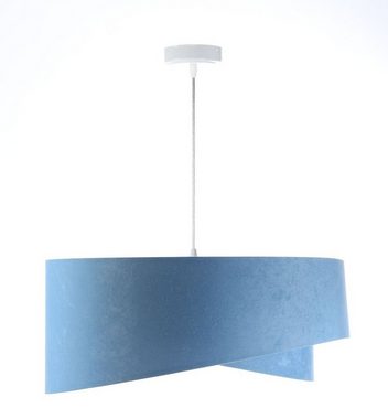 Licht-Erlebnisse Pendelleuchte MADAN, ohne Leuchtmittel, Stoff Metall D: 50 cm E27 in Weiß Blau Silber Wohnzimmer Modern