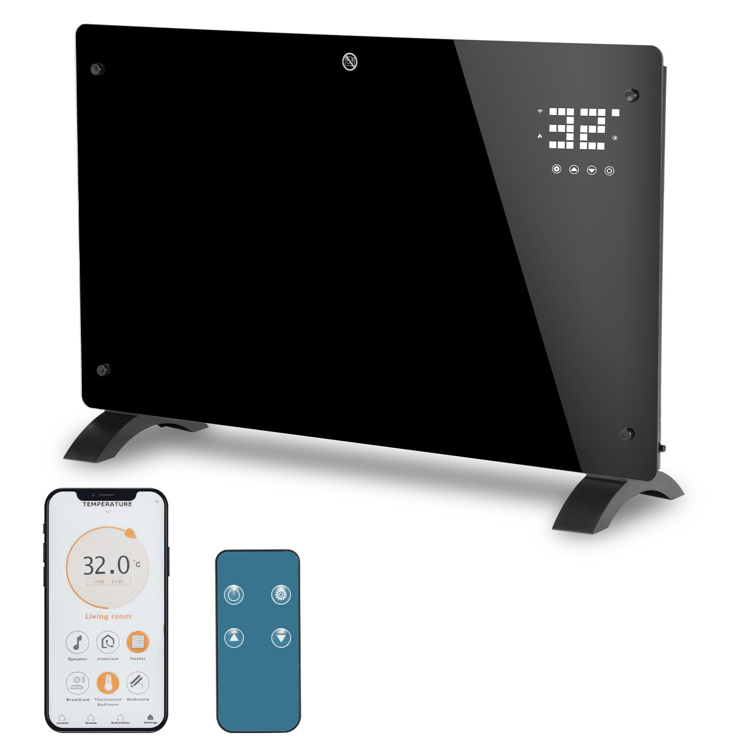 Clanmacy Heizlüfter Heizgerät, 2000 W, Glaskonvektor Elektroheizung Heizung günstig online kaufen