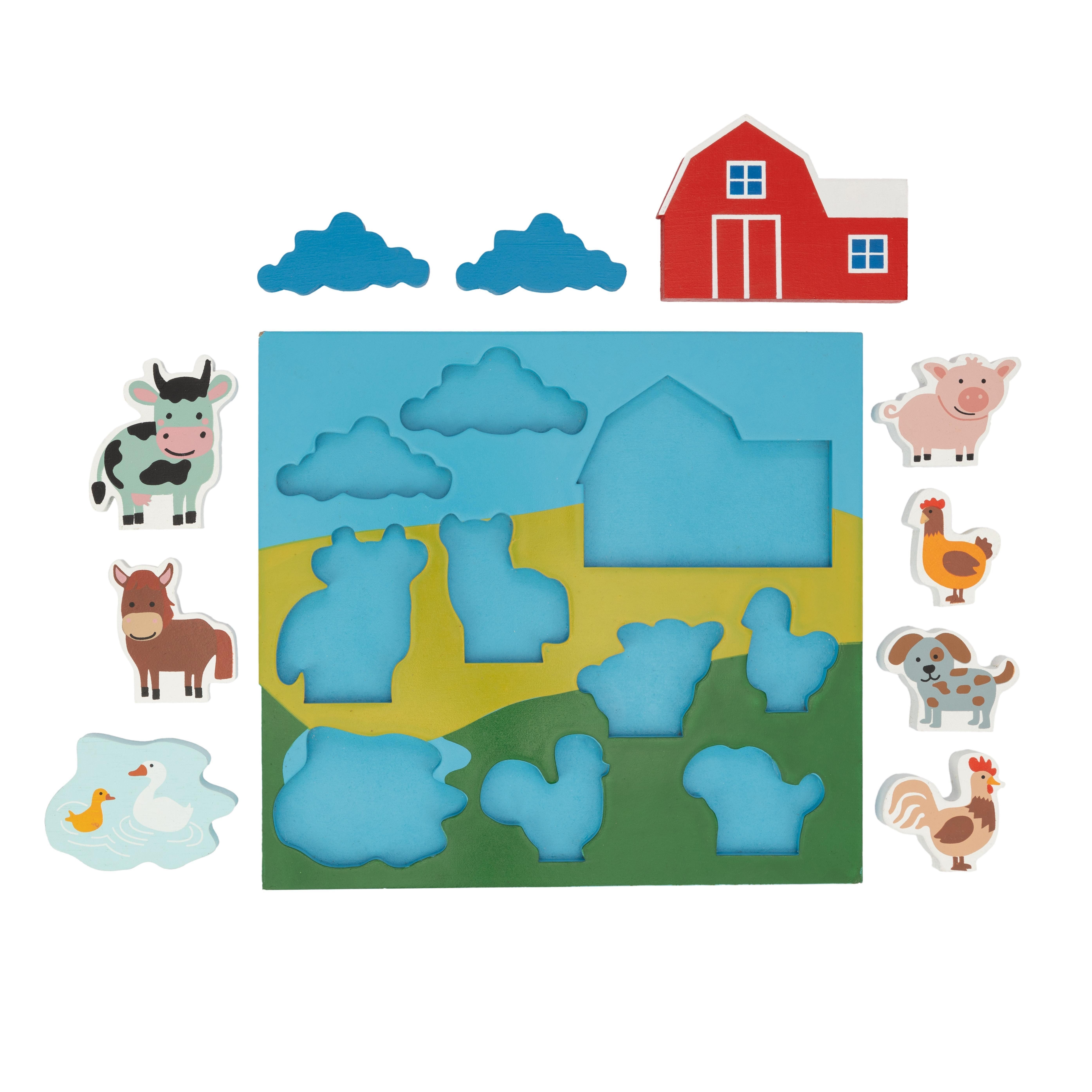 El Puente Puzzle Puzzle "Bauernhof", 11-teilig, Handmade, Puzzleteile, Fair Trade