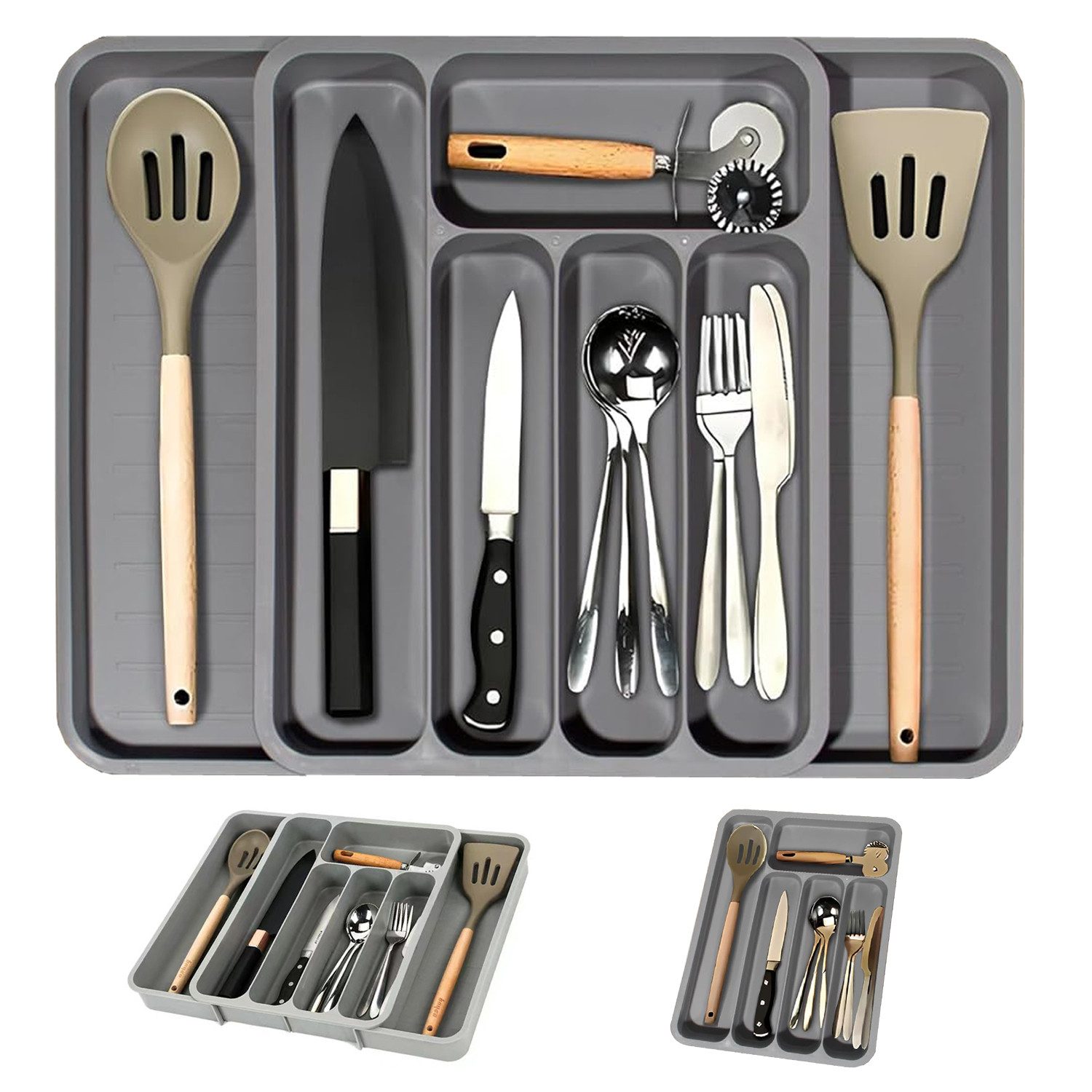 Auledio Besteckkasten Küchenbesteck-Aufbewahrungsbox, verstellbare Besteckk günstig online kaufen