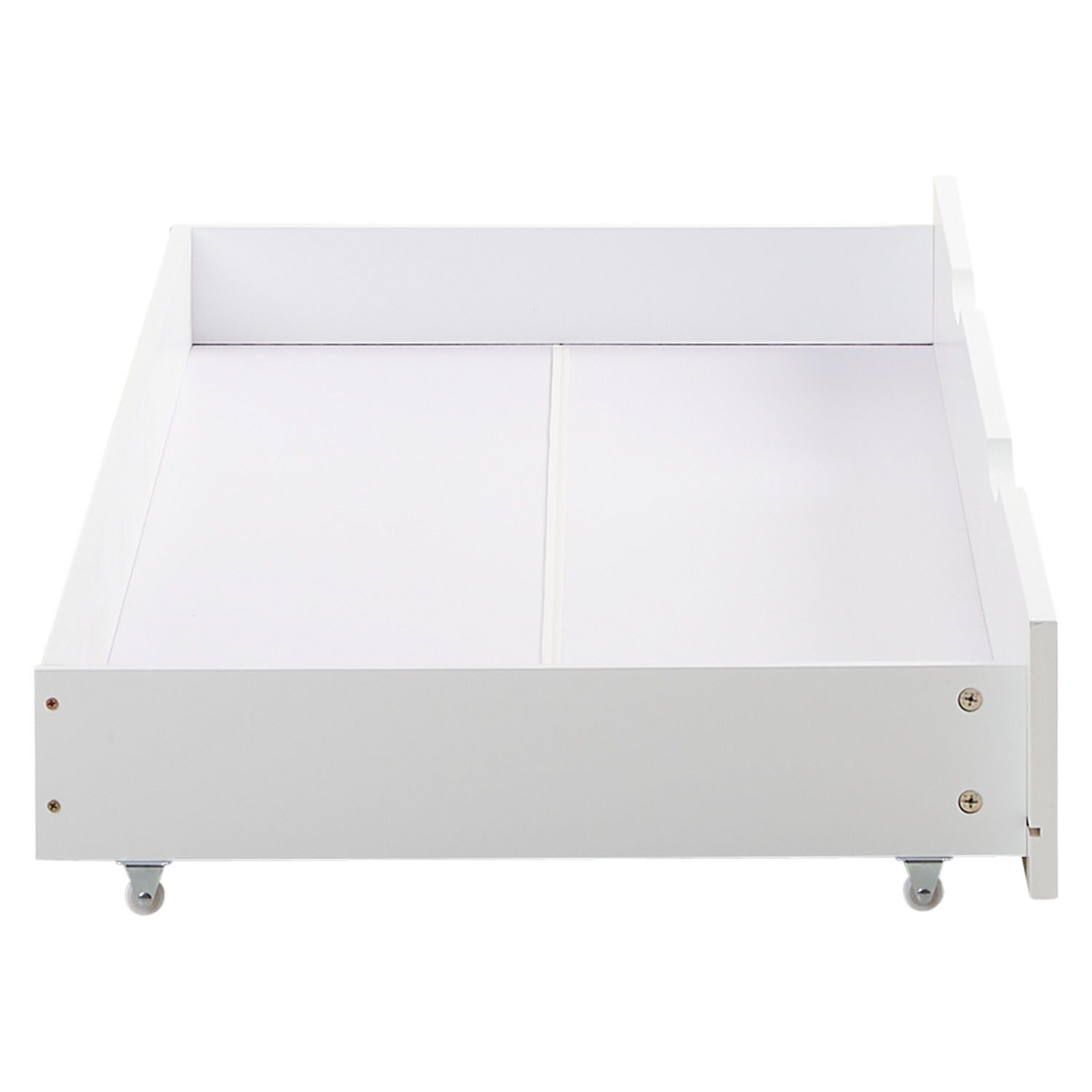 Homestyle4u Bed Drawer with Wheels 63x196 cm Wooden Bed Box Drawer White Storage