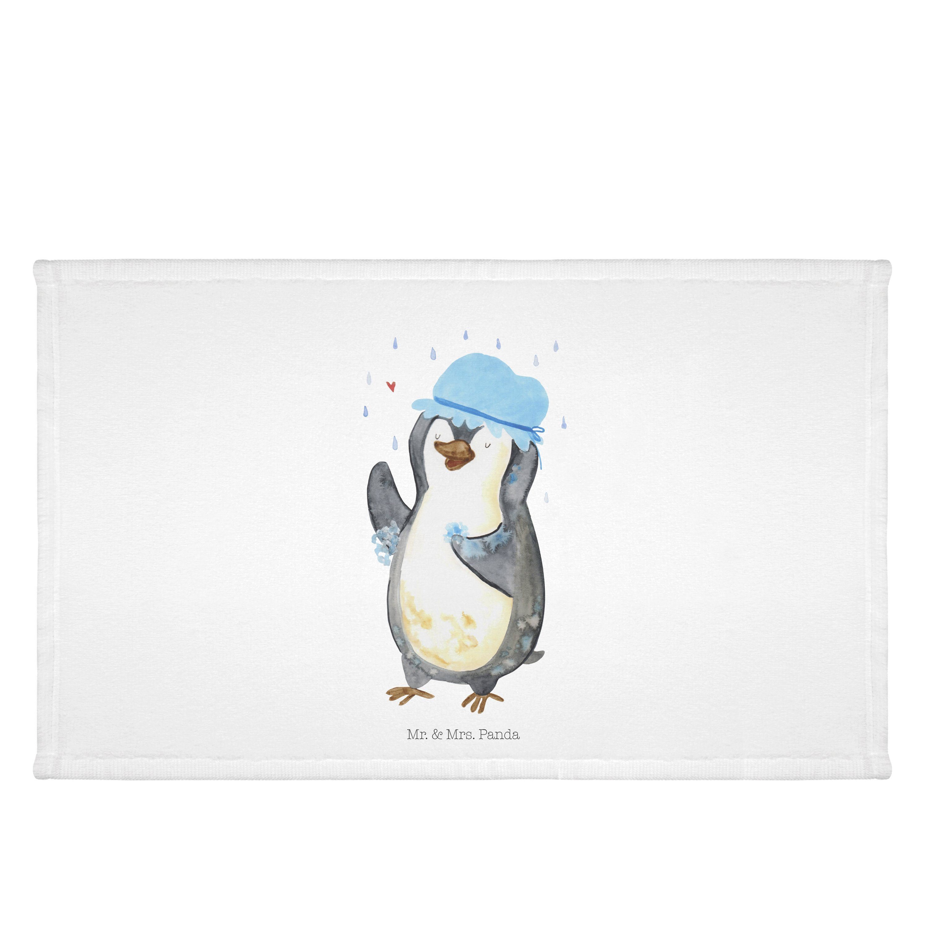 sein, Pinguin glücklich - Weiß Mr. Panda Kinde, & duscht Geschenk, Mrs. Handtuch Duschkonzert, (1-St) -