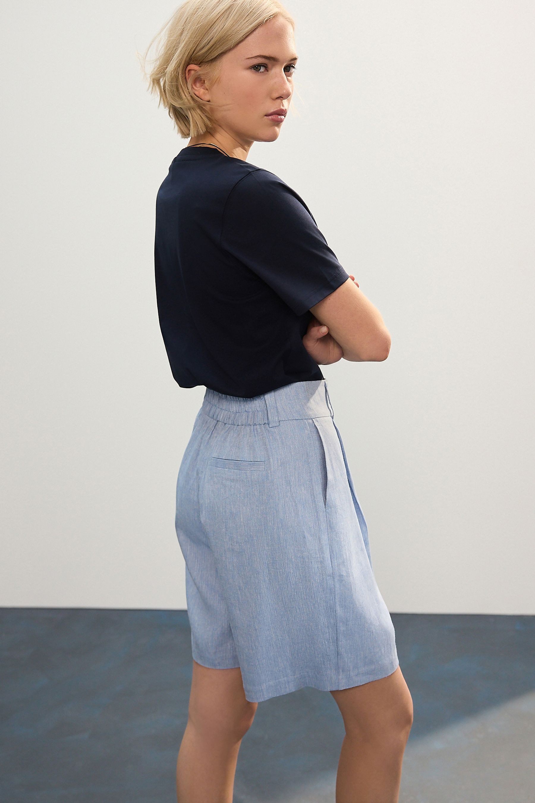 Next Shorts Strukturierte Chambray-Shorts mit Leinenanteil günstig online kaufen