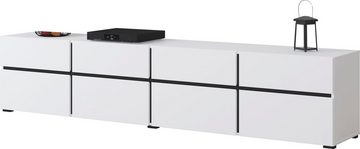INOSIGN Lowboard Cross, moderne grifflose TV-Kommode,4 Klappen/4 Schubkästen, Breite 225 cm, TV-Schrank mit viel Stauraum, TV-Board
