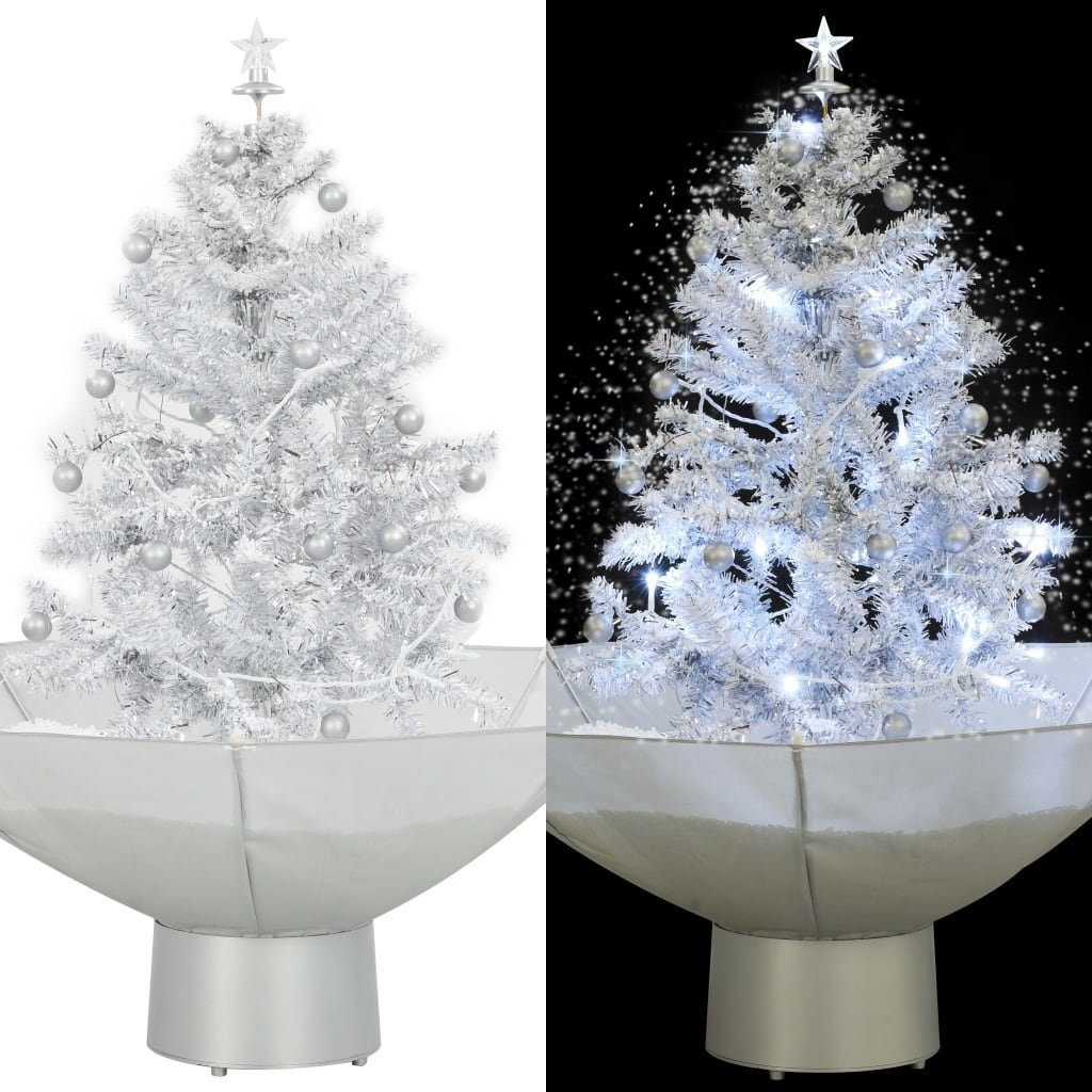 furnicato Künstlicher Weihnachtsbaum Schneiender Weihnachtsbaum mit Schirmfuß Weiß 75 cm | Künstliche Weihnachtsbäume