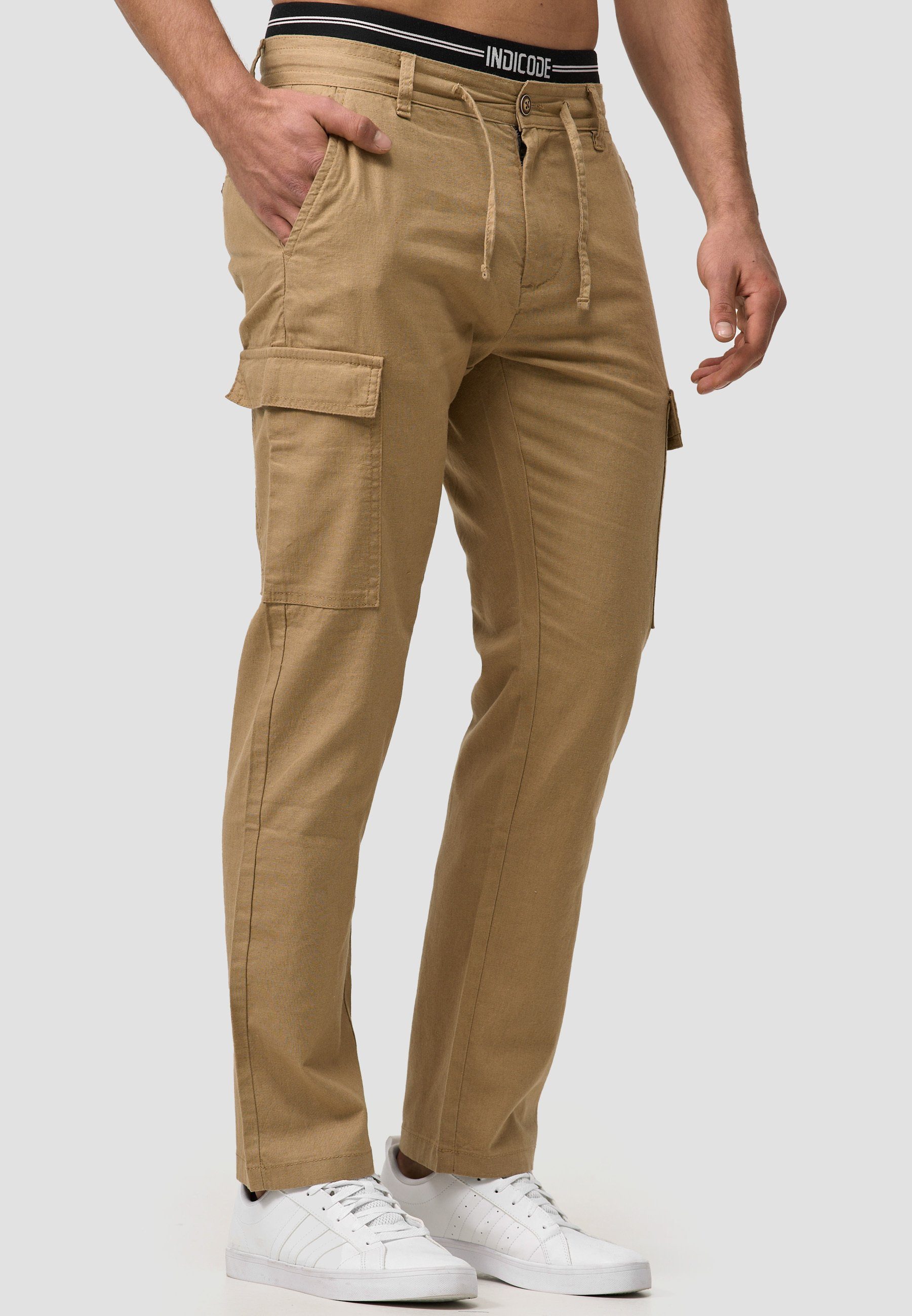 Indicode Leinenhose Herren Leonardo Sommerhose Leinen Herrenhose mit aufgesetzten Taschen