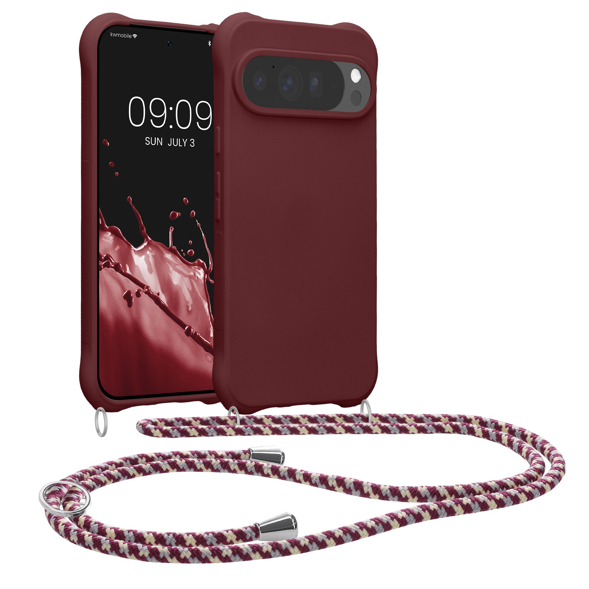 kwmobile Smartphone-Hülle Hülle für Google Pixel 10 Pro XL, mit Metall Kette zum Umhängen - Silikon Handy Cover Case Schutzhülle