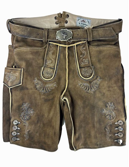 Buchberger Leder Trachtenlederhose 'Hubert 3' mit Gürtel, Ziegenvelours Bra günstig online kaufen