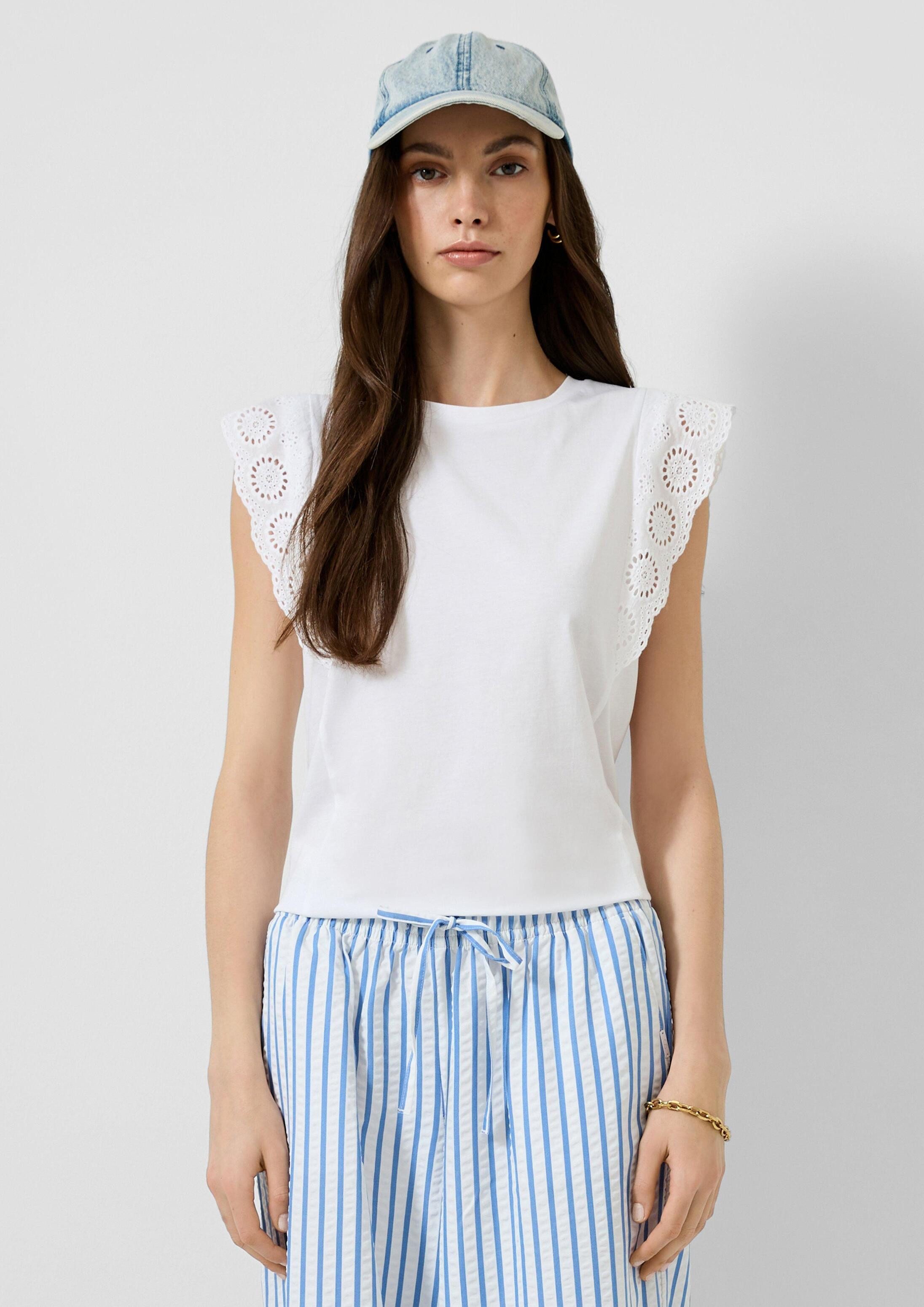 QS Muskelshirt T-Shirt Top mit Broderie Anglaise