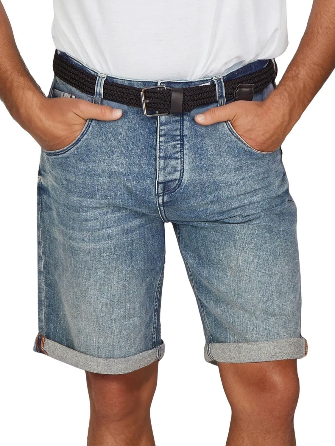 DENIMFY Jeansshorts Herren Shorts DFBo Regular Fit Bermudashorts mit Gürtel