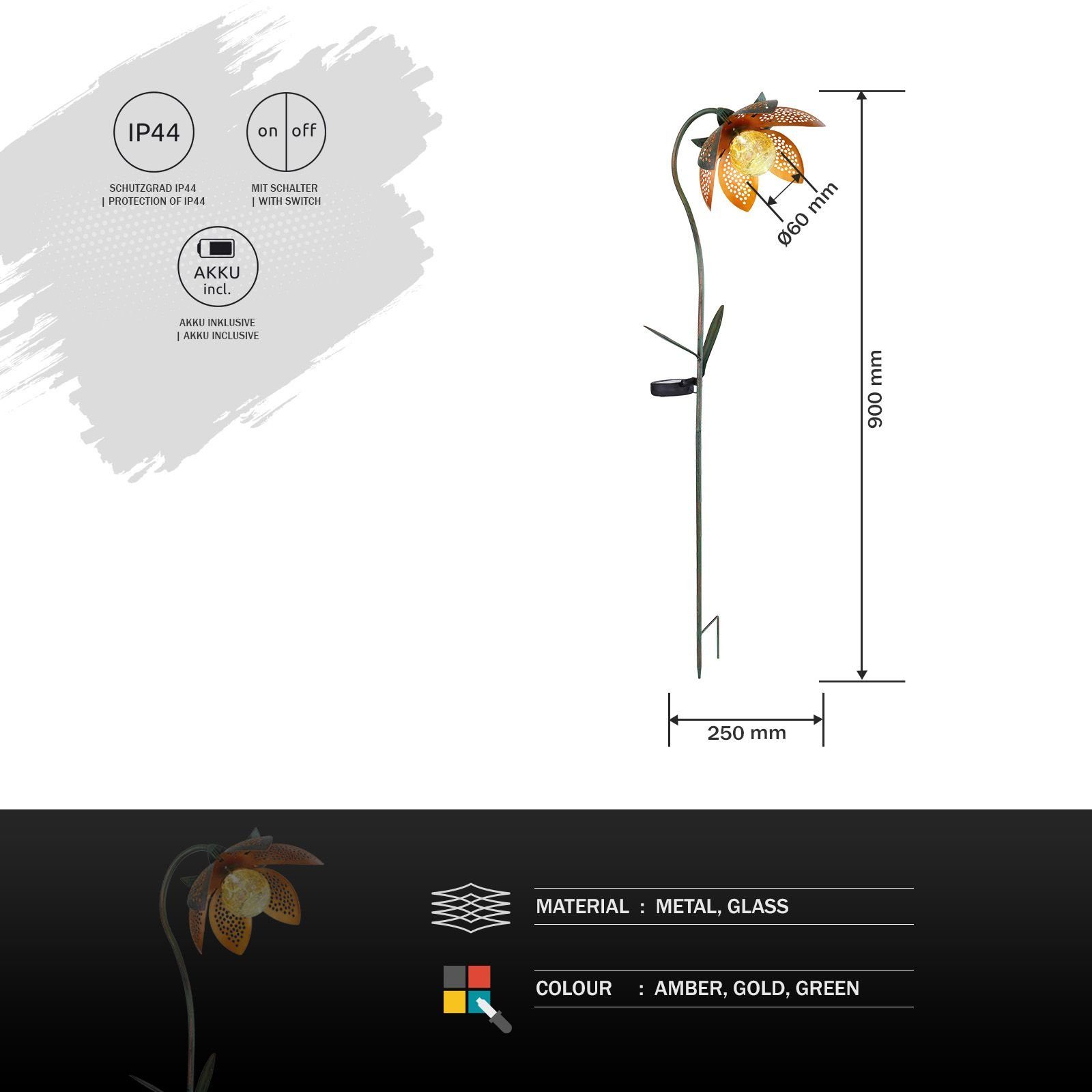 LED Solarleuchte Solarleuchte LED Solarlampe Garten mit Erdspiess Gartendeko Solar