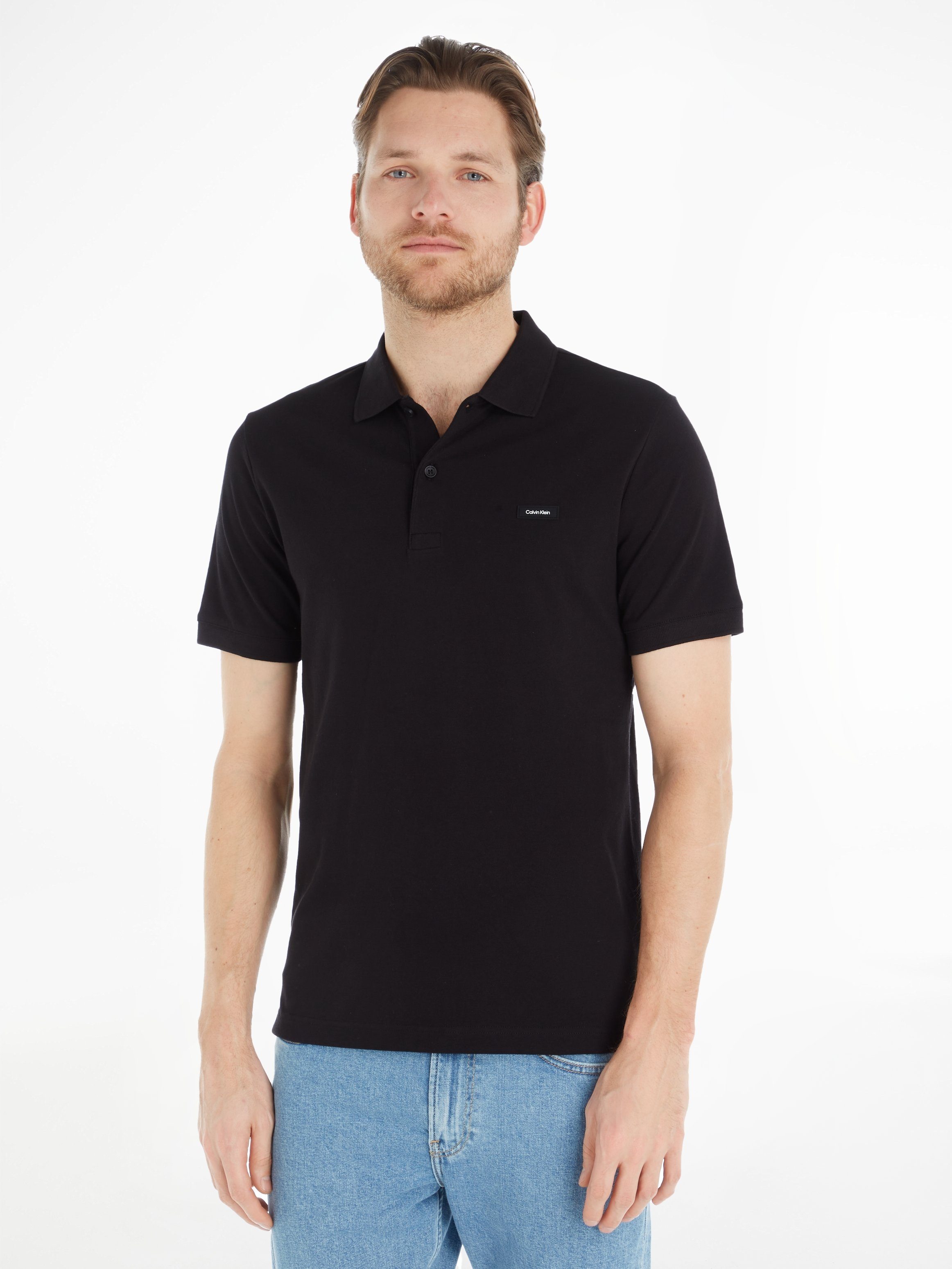 Calvin Klein Poloshirt mit Calvin Klein Logo auf der Brust schwarz