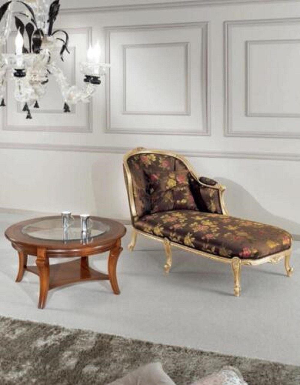 Couchtisch Tisch + Italienische Liege Möbel Chaiselongue Wohnzimmer-Set Klassische JVmoebel