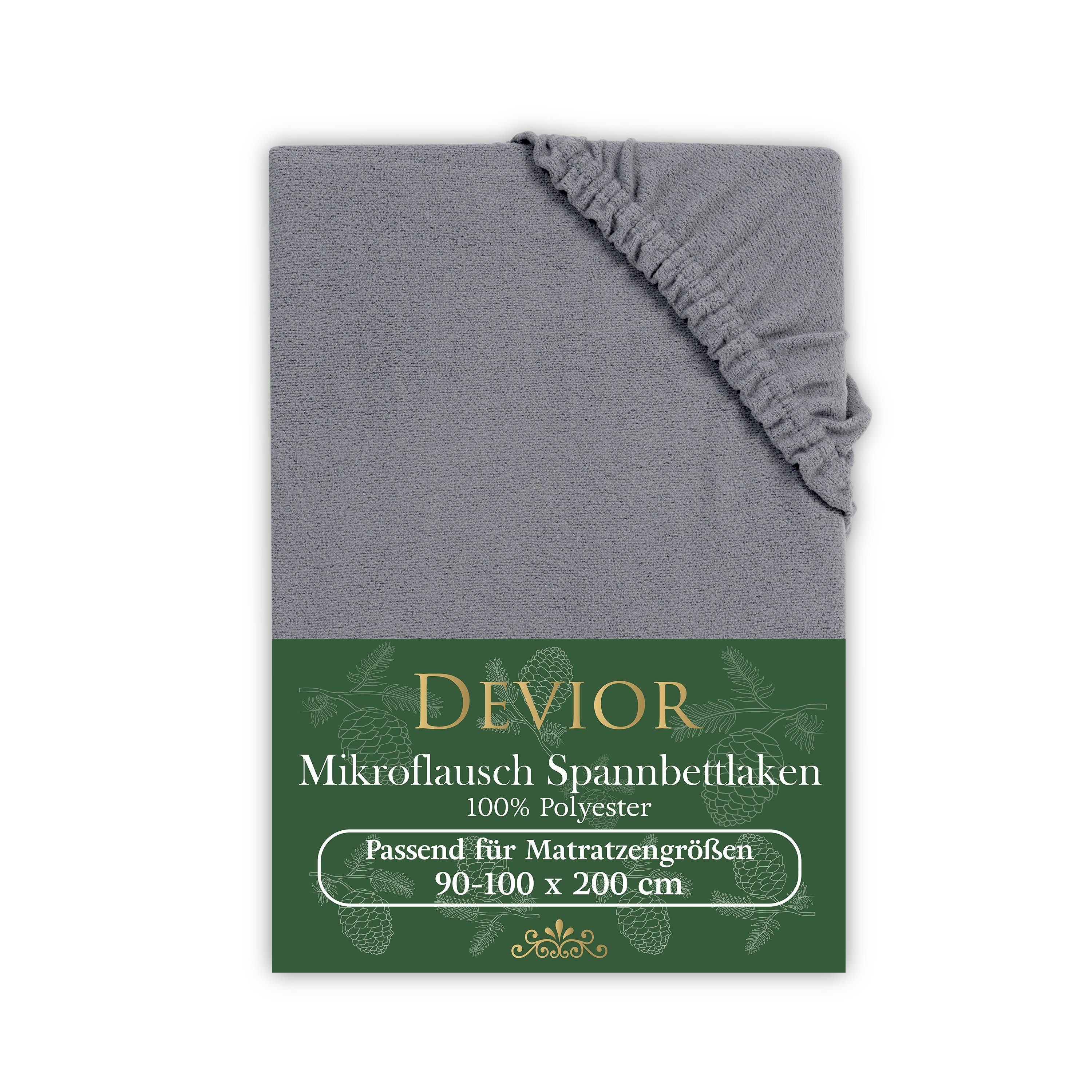 Devior Spannbettlaken Fleece 100% Polyester, kuschelig warmes Winterspannbettlaken, 140 g/m², Fleece, Gummizug: Rundumgummizug, Wärmehaltendes Bettlaken 90 x 200 cm für Standardmatratzen bis 22cm
