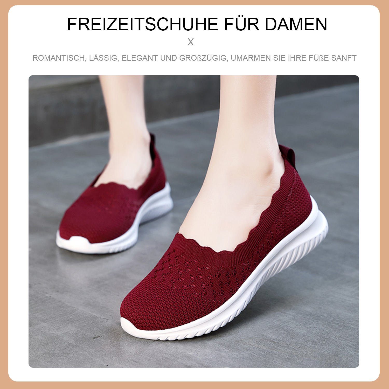 Rot Schuhe Damen Walkingschuh Flache Daisred Wanderschuhe Freizeitschuhe