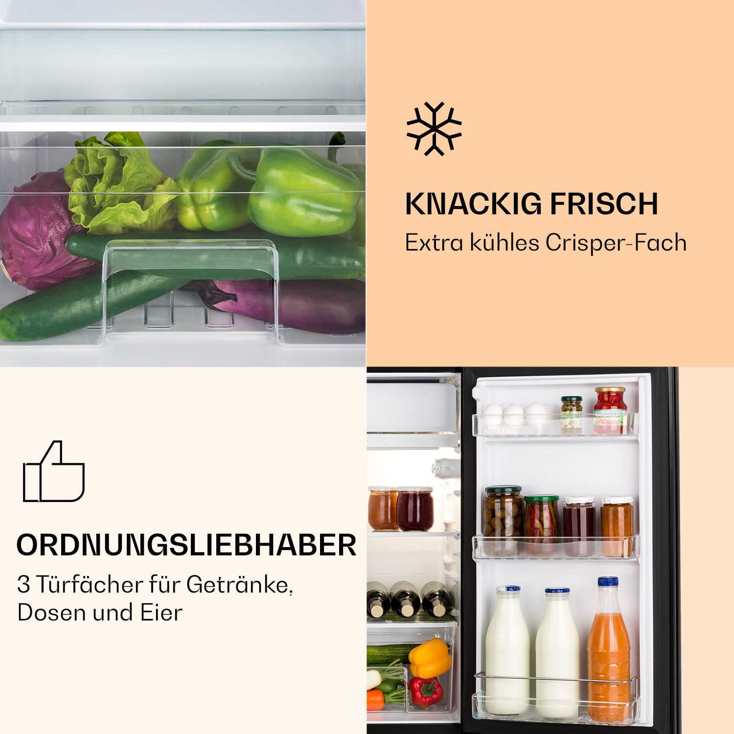 Klarstein Kühl-/Gefrierkombination 10045829, 83.1 cm hoch, 45 cm breit, Kühl-Gefrierschrank Mini Fridge Haus Getränkekühlschrank