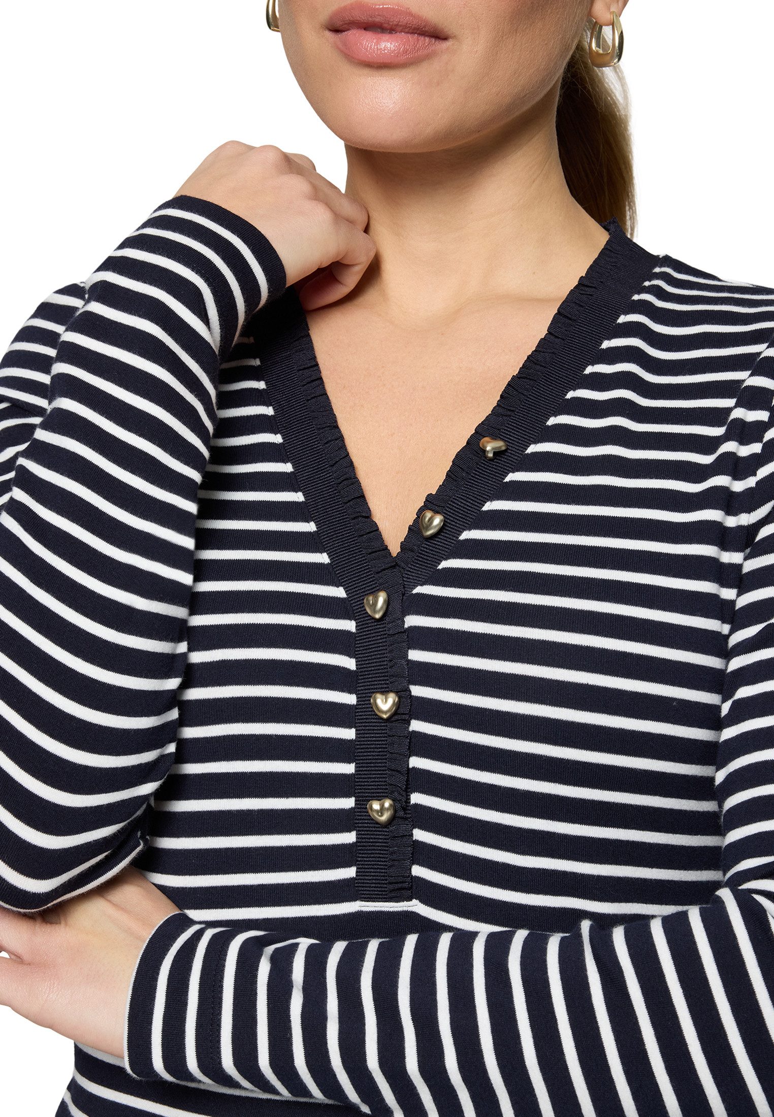 Zero Kurzarmshirt Damen mit Knopfleiste (1-tlg) weiteres Detail
