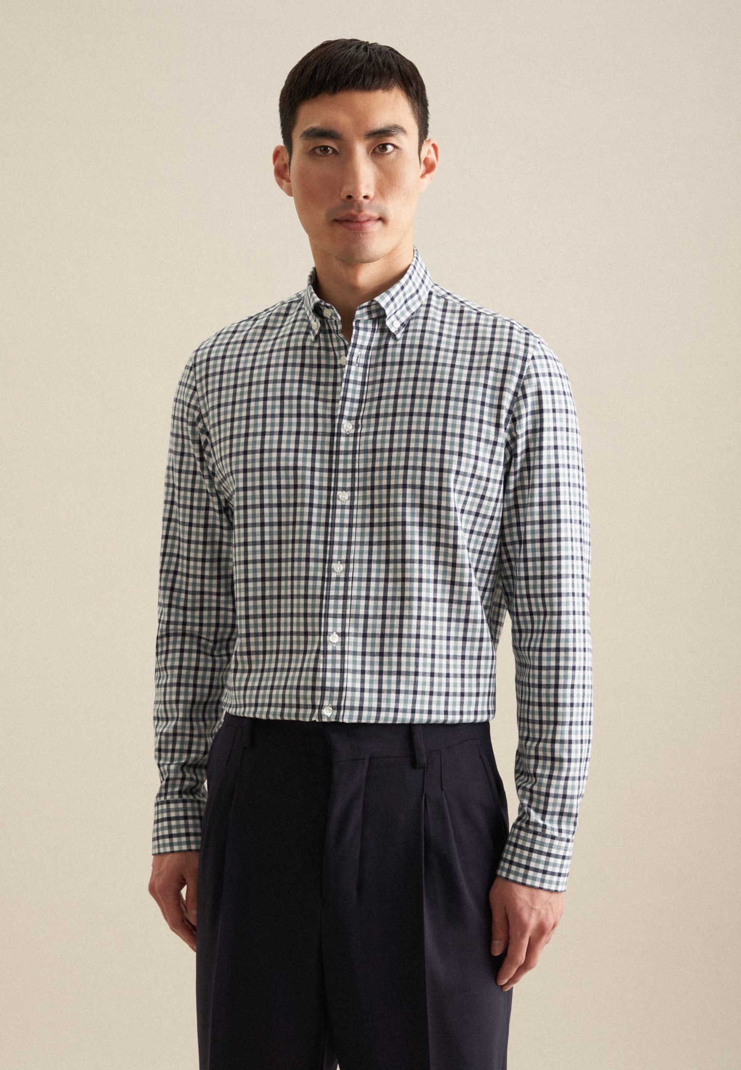 seidensticker Flanellhemd Slim Slim 1/1 Button-Down-Kragen Karo günstig online kaufen