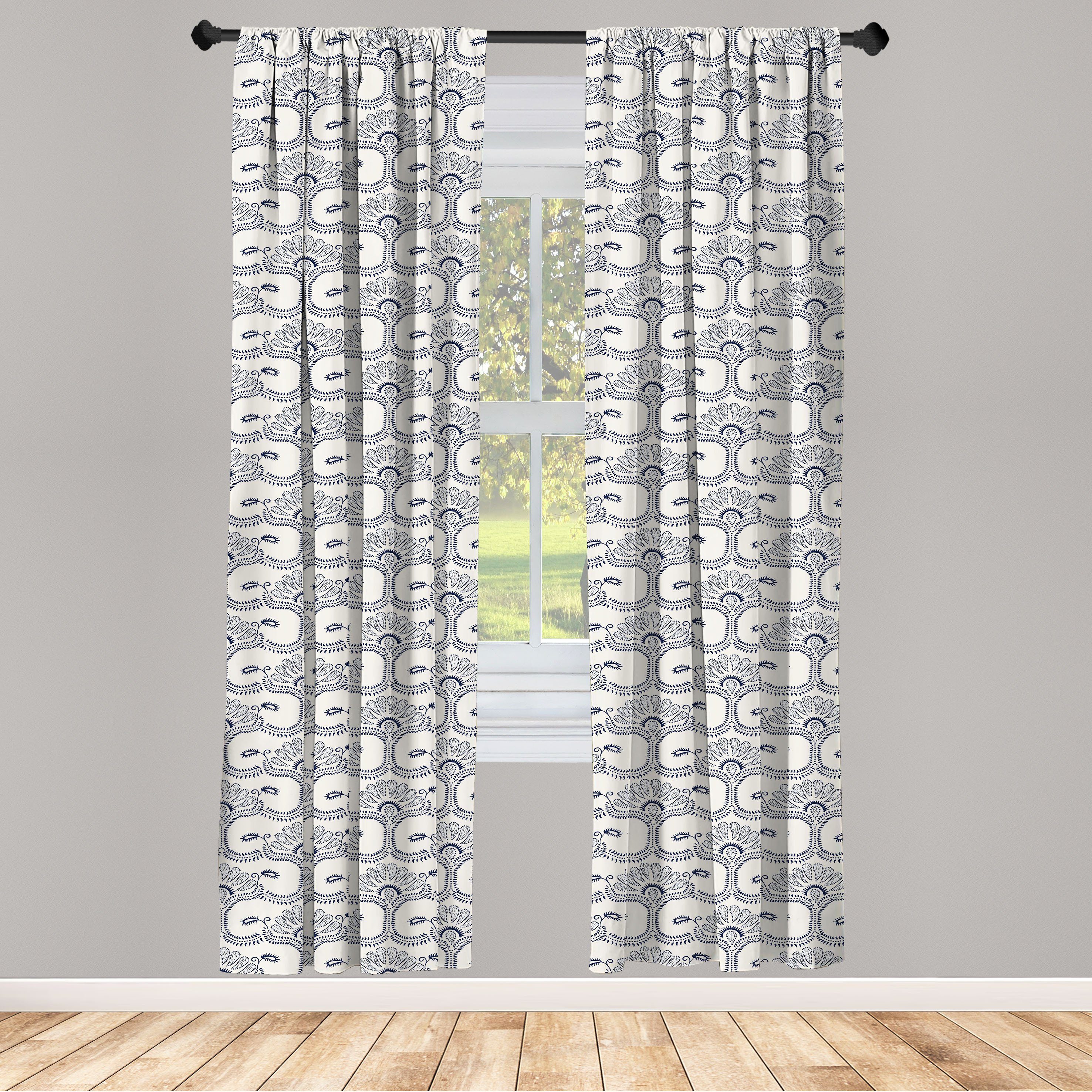 Gardine Vorhang für Wohnzimmer Schlafzimmer Dekor, Abakuhaus, Microfaser, Bärenklau Antike Dotwork Motiv Kunst