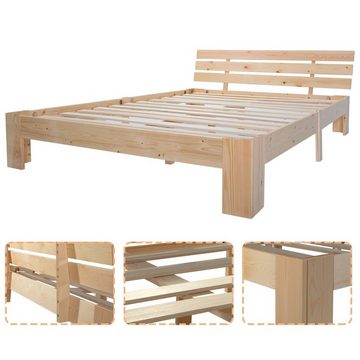 HAUSS SPLOE Holzbett Holzbett Einzelbett aus Bettgestell Kinderbett (ohne Matratze Massiv Massivholz Kieferbett 140x200 cm)