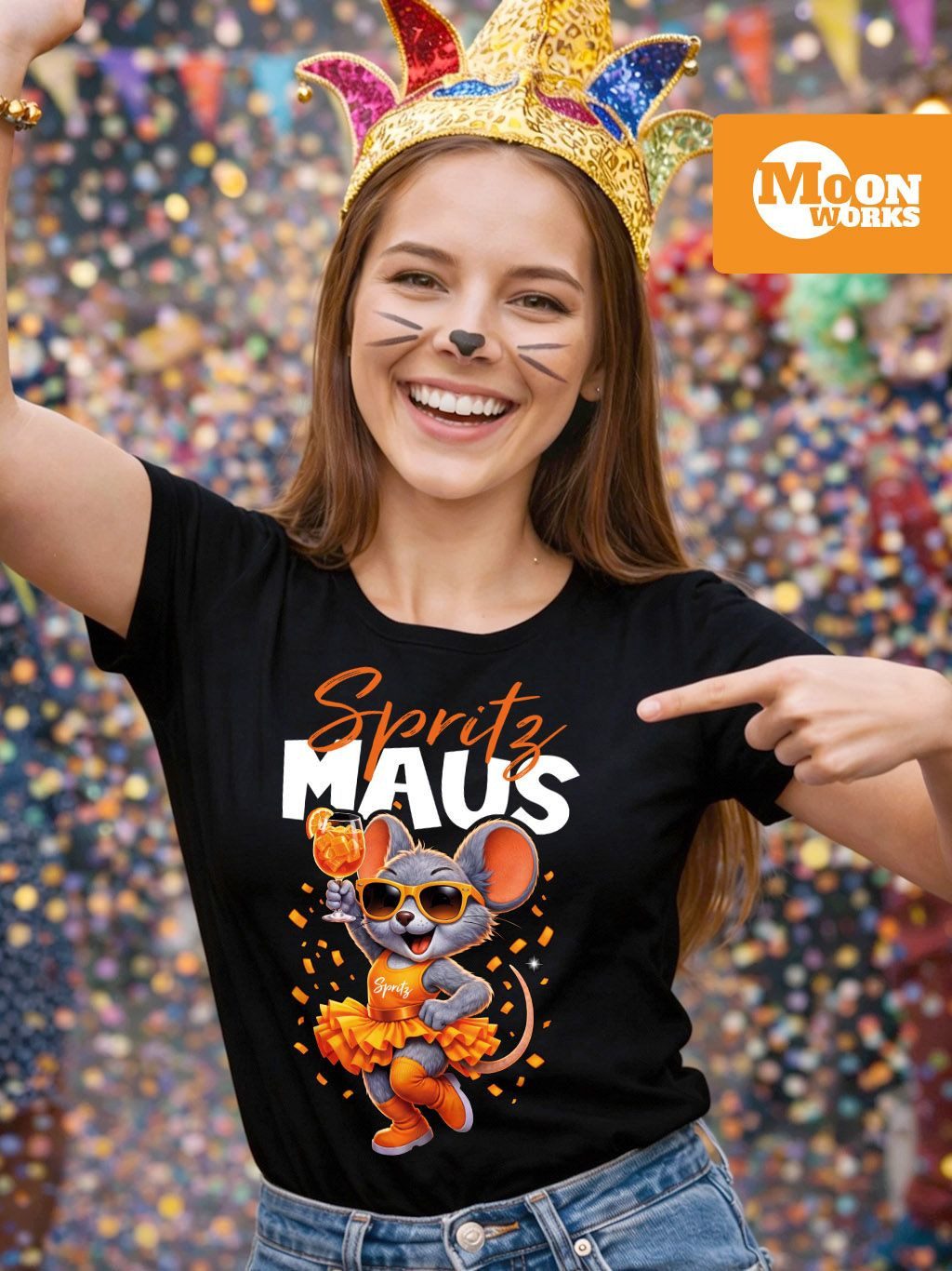 MoonWorks Print-Shirt Damen T-Shirt Spritz Maus Fasching Karneval Ersatz Ve günstig online kaufen