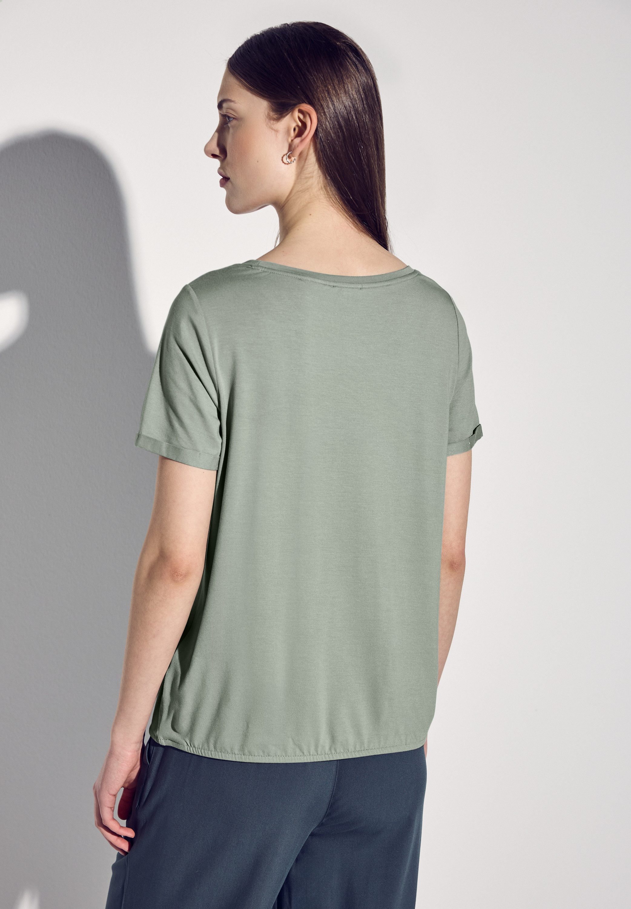 STREET ONE Rundhalsshirt, mit Elastiksaum günstig online kaufen