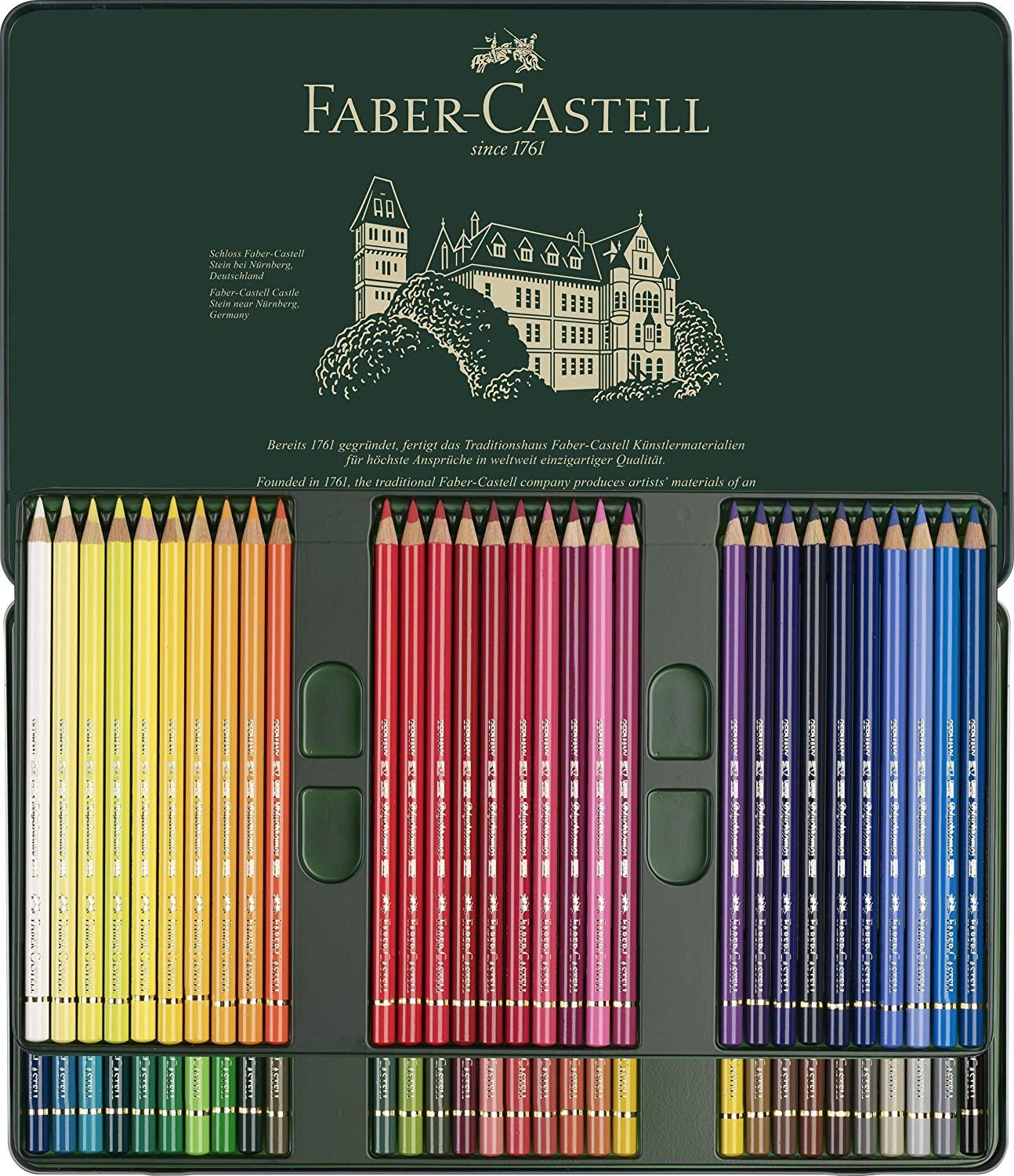Faber-Castell Kreativset Polychromos Farbstift, 60er Metalletui, (60-tlg), Haften auf rauen Oberflächen wie Papier, Karton, Holz, Stein, Leder
