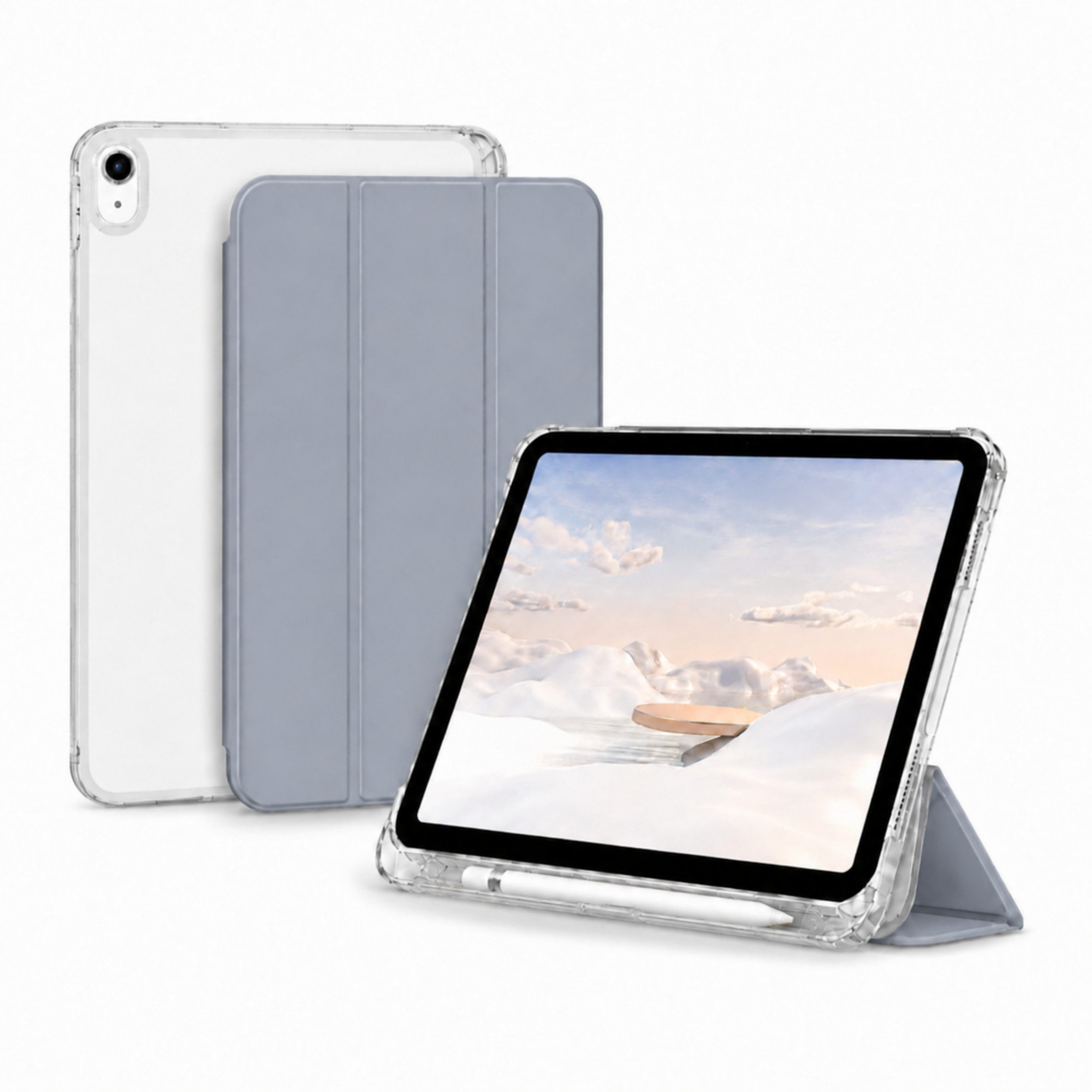 PlugUp Tablet-Hülle iPad Air 11" M4/M3/M2(2026/2025/2024), iPad Air 10,9" 5/4 Gen 2022/20 10,9/11 Zoll, iPad Air Hülle mit Stifthalter, dünn & transparente Rückseite