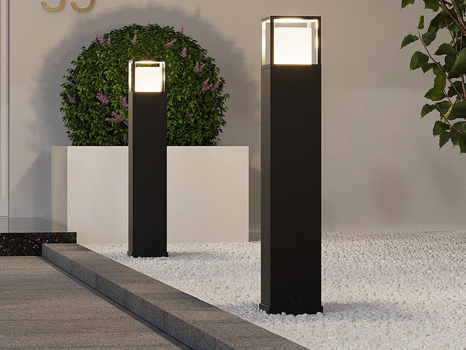 TRIO Leuchten LED Pollerleuchte, Farbsteuerung, LED fest integriert, 1x LED 14,5 Watt, 1450 Lumen, Warmweiß - Neutralweiß, 2er Set Gartenweg-Beleuchtung, Gartenleuchte mit Strom, Terrassenlampe
