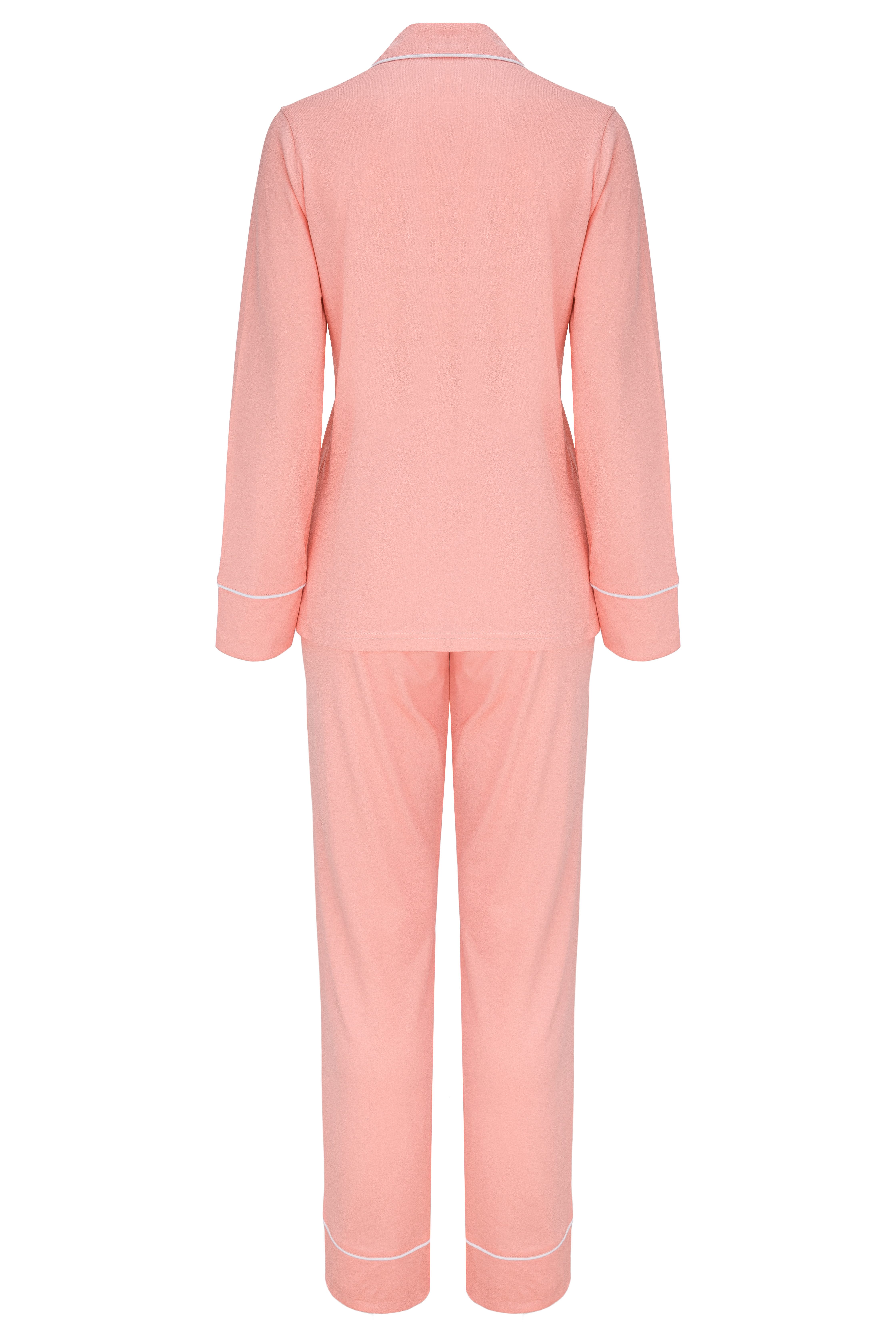 SNOOZE OFF Pyjama Schlafanzug in Lachsfarben (2 tlg., 1 Stück) mit Kontrast günstig online kaufen