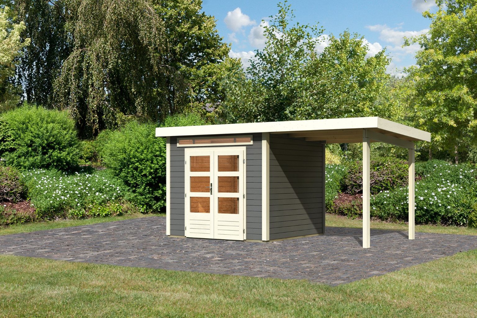 Karibu Gartenhaus Karibu Gartenhaus Kandern 3, 28 mm, 276 x 273 x 222 cm, Typ 3, terragrau