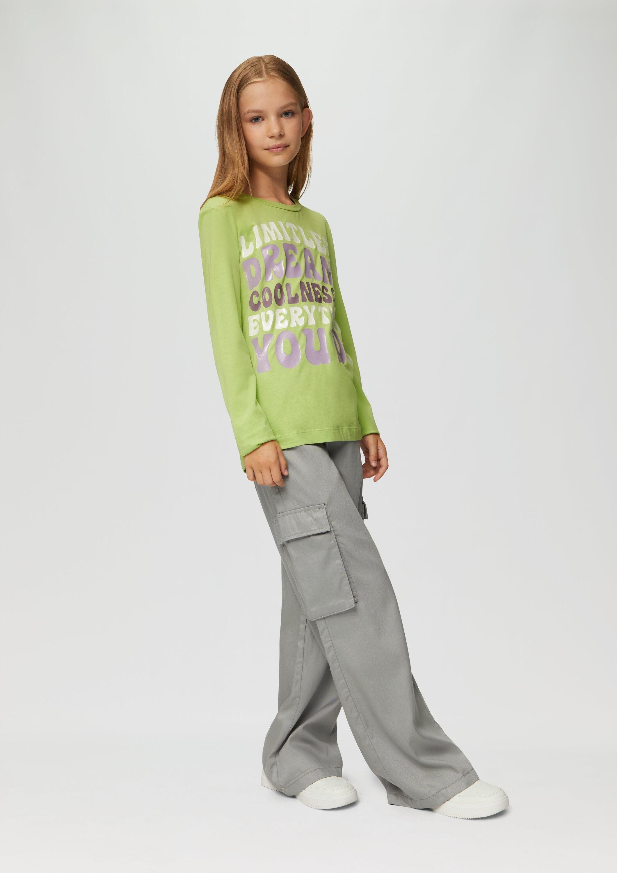 s.Oliver Langarmshirt T-Shirt Longsleeve im Loose Fit mit Frontprint – Bild 3 von 3