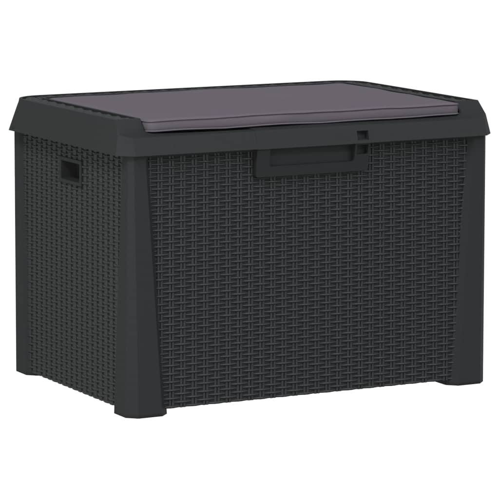 vidaXL Gartenbox Gartentruhe mit Sitzkissen Anthrazit 125 L PP