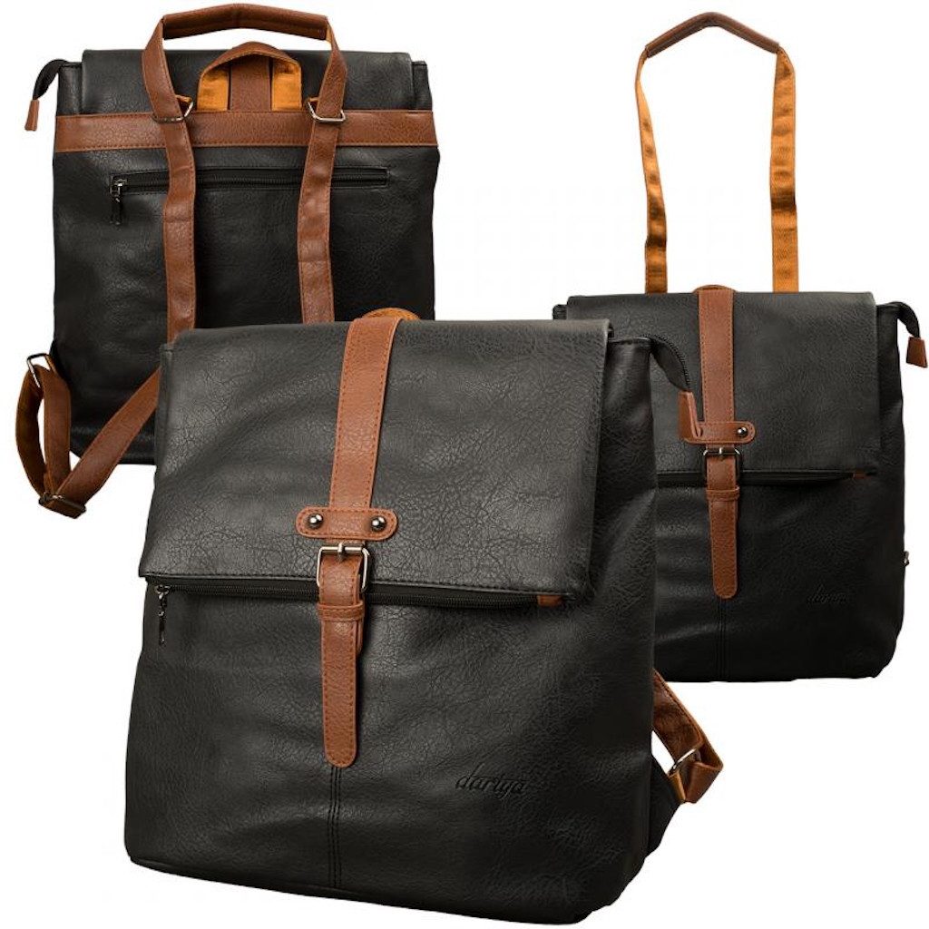 MF Rucksack 2-in-1 Rucksack Tasche mit Überschlag PU Leder in Schwarz o. Grün