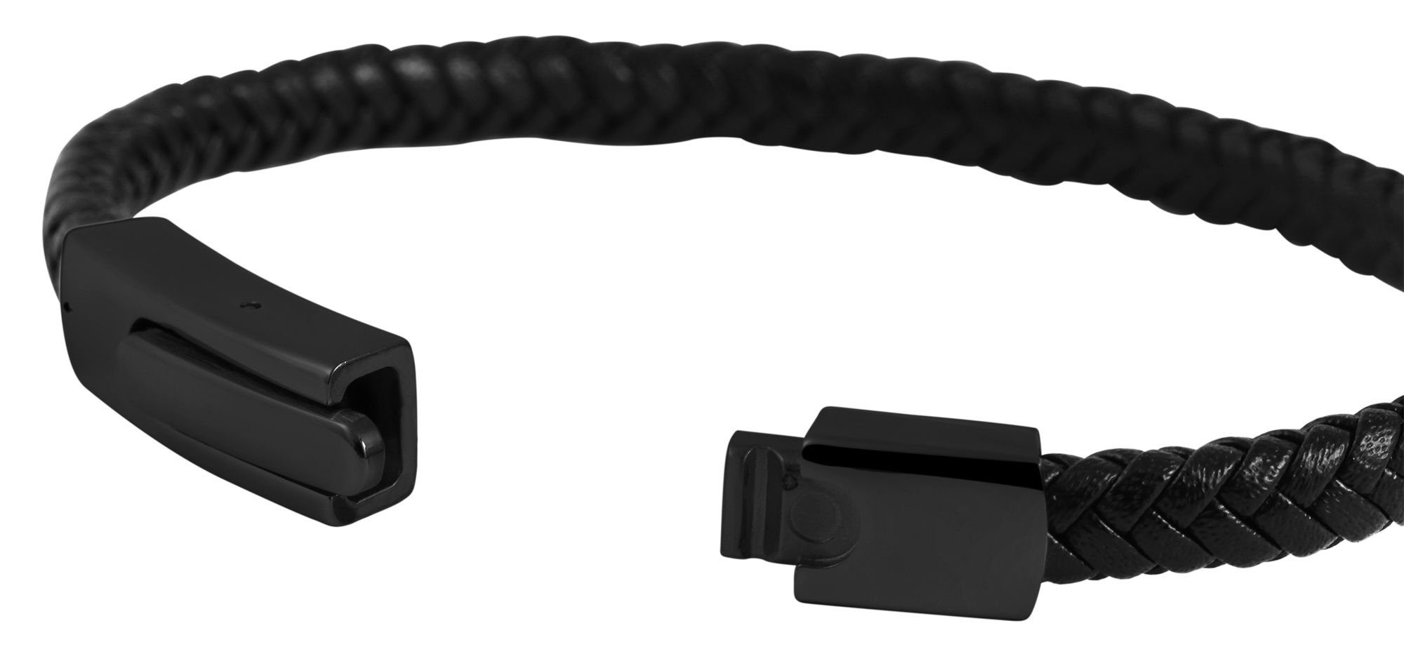 Edelstahlelement Armband Schwarz1 Lederarmband Echtleder Unisex Tamba mit aus AKZENT (einzeln)