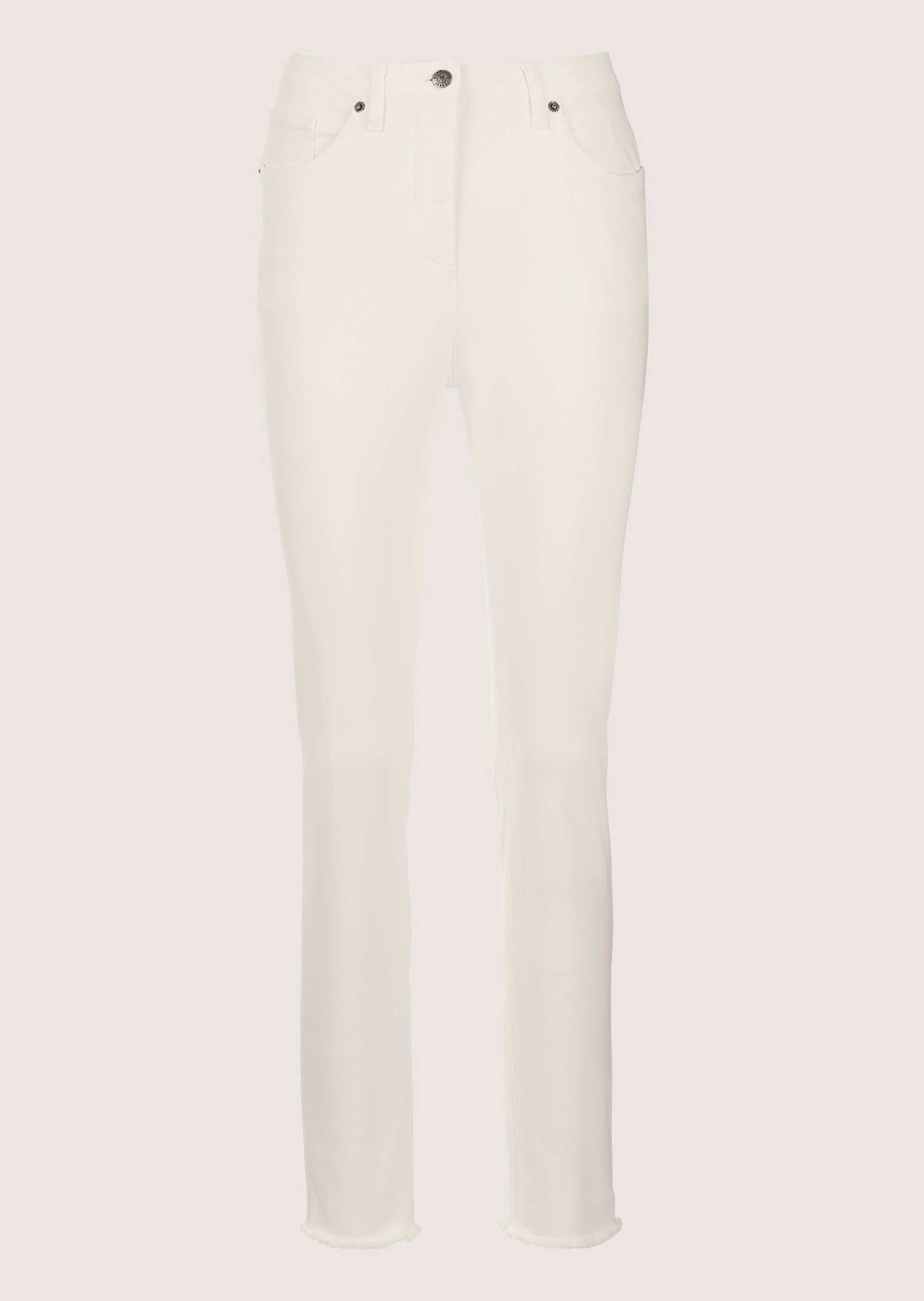 Gerade Jeans Mid Waist Skinny-Hose mit Fransen