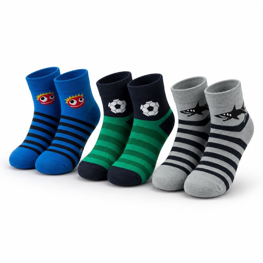 Riese Kurzsocken Kurzstrumpf für Kid´s (Packung, 3er - Pack) mit eingestrickten Motiven