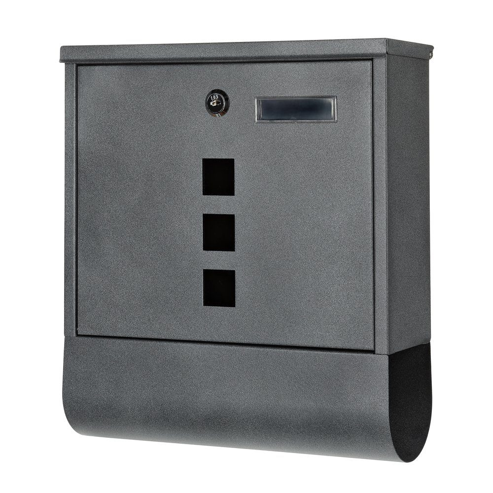 Mucola Briefkasten Wandbriefkasten Anthrazit Briefkasten Zeitungsfach Postkasten Mailbox (Stück, 1-St., Premium-Briefkasten), inkl. Zeitungsfach