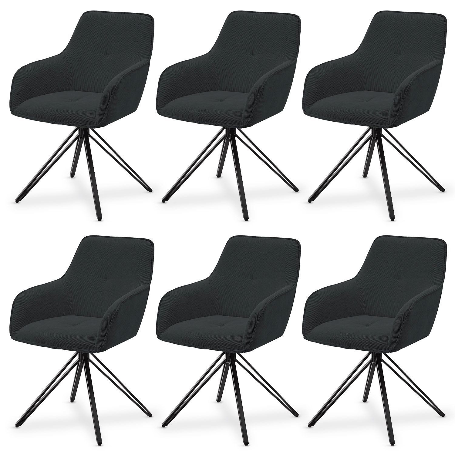 Juskys Esszimmerstuhl Clyde, 6er Set, Stoff günstig online kaufen