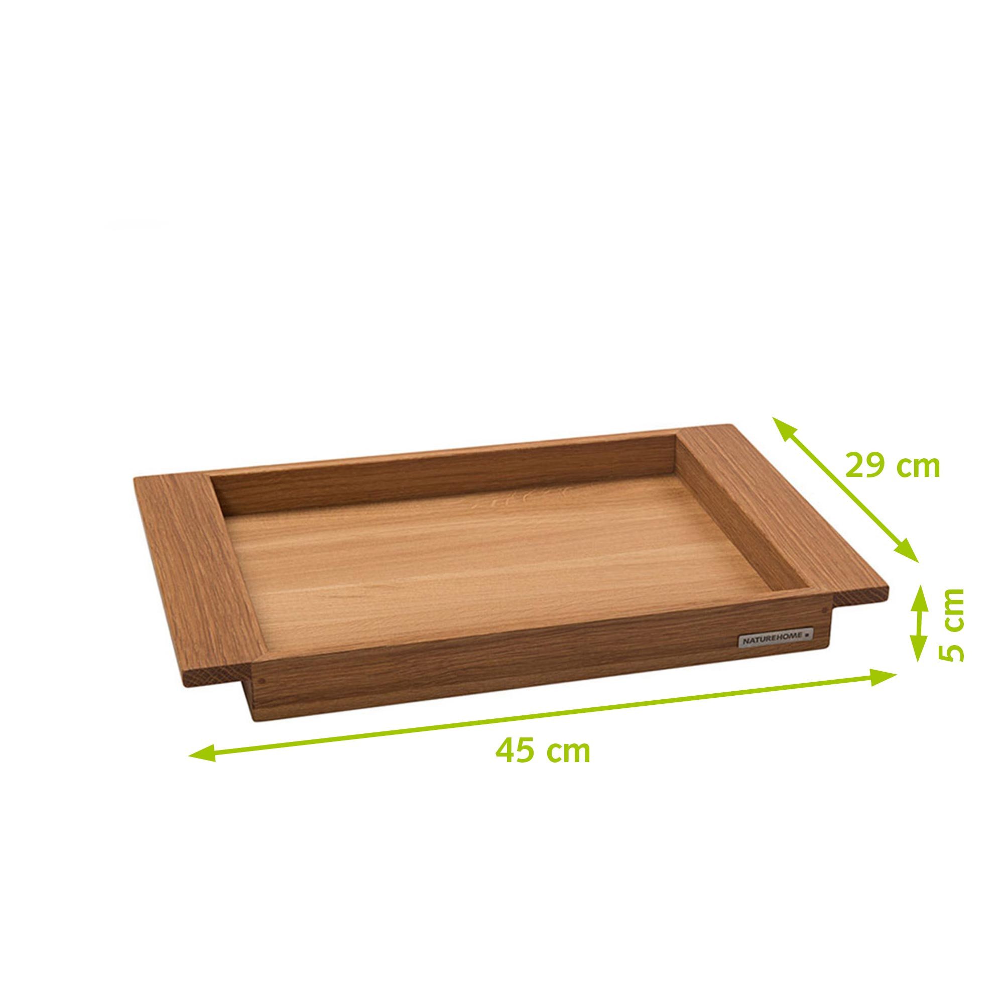 NATUREHOME Tablett NH-E Holztablett Eiche, 44,5 x 28,5 x 4 cm, Holz