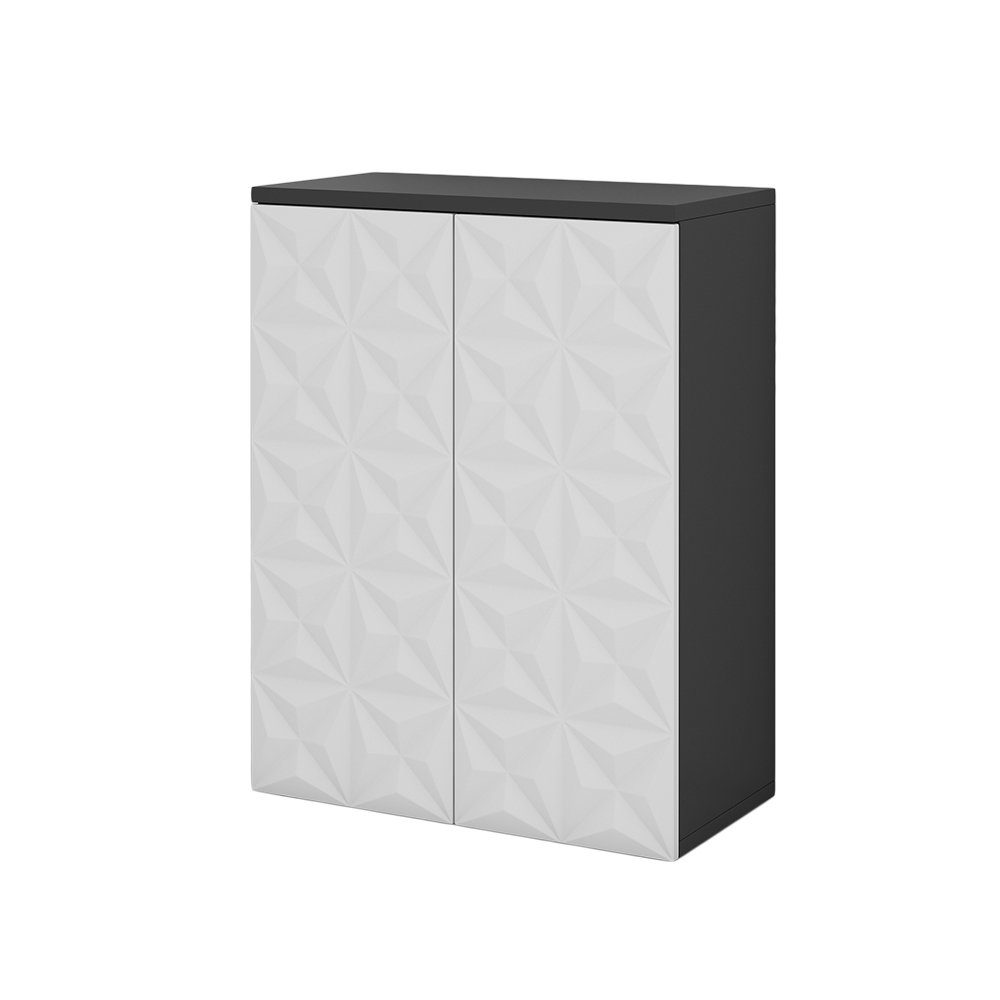 Vicco Midischrank Edge, Schwarz/Weiß, 60 x 79.5 cm mit 2 Türen und 3 Fächer (1-St)