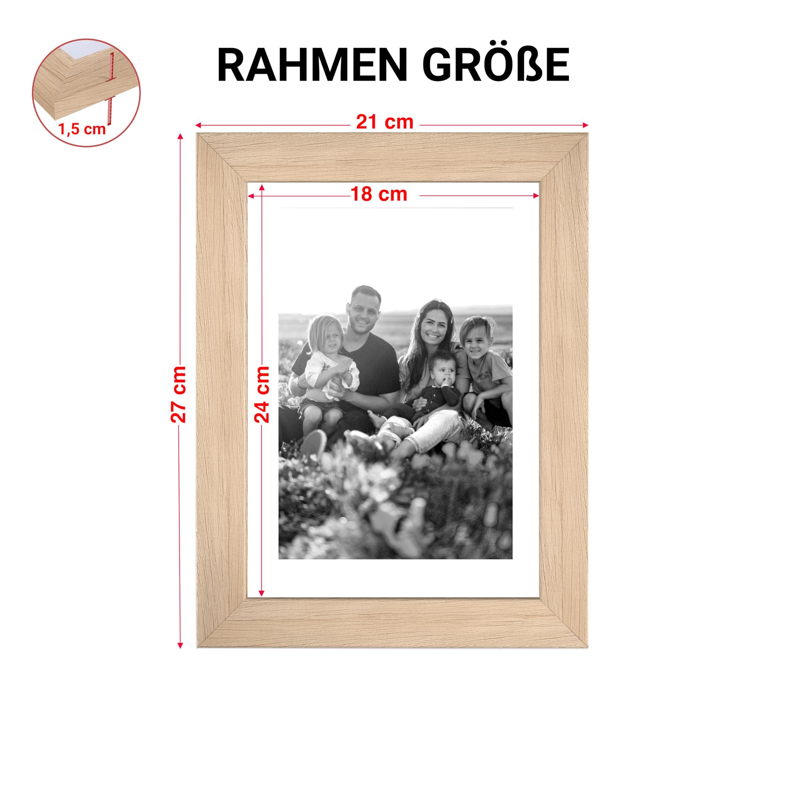 CABBEL Bilderrahmen MDF Holzrahmen Fotorahmen modern Collagen Foto Poster Galerie Wanddeko, für 2 Bilder (2 St), 18x24 cm Natur Wohnzimmer elegant Schmal Fotogalerie Schlafzimmer