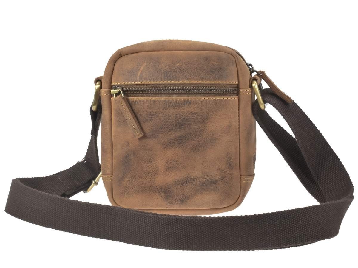 Greenburry Umhängetasche "Vintage" Leder, Schultertasche, kleine Herrentasche 15x17cm, antik Look