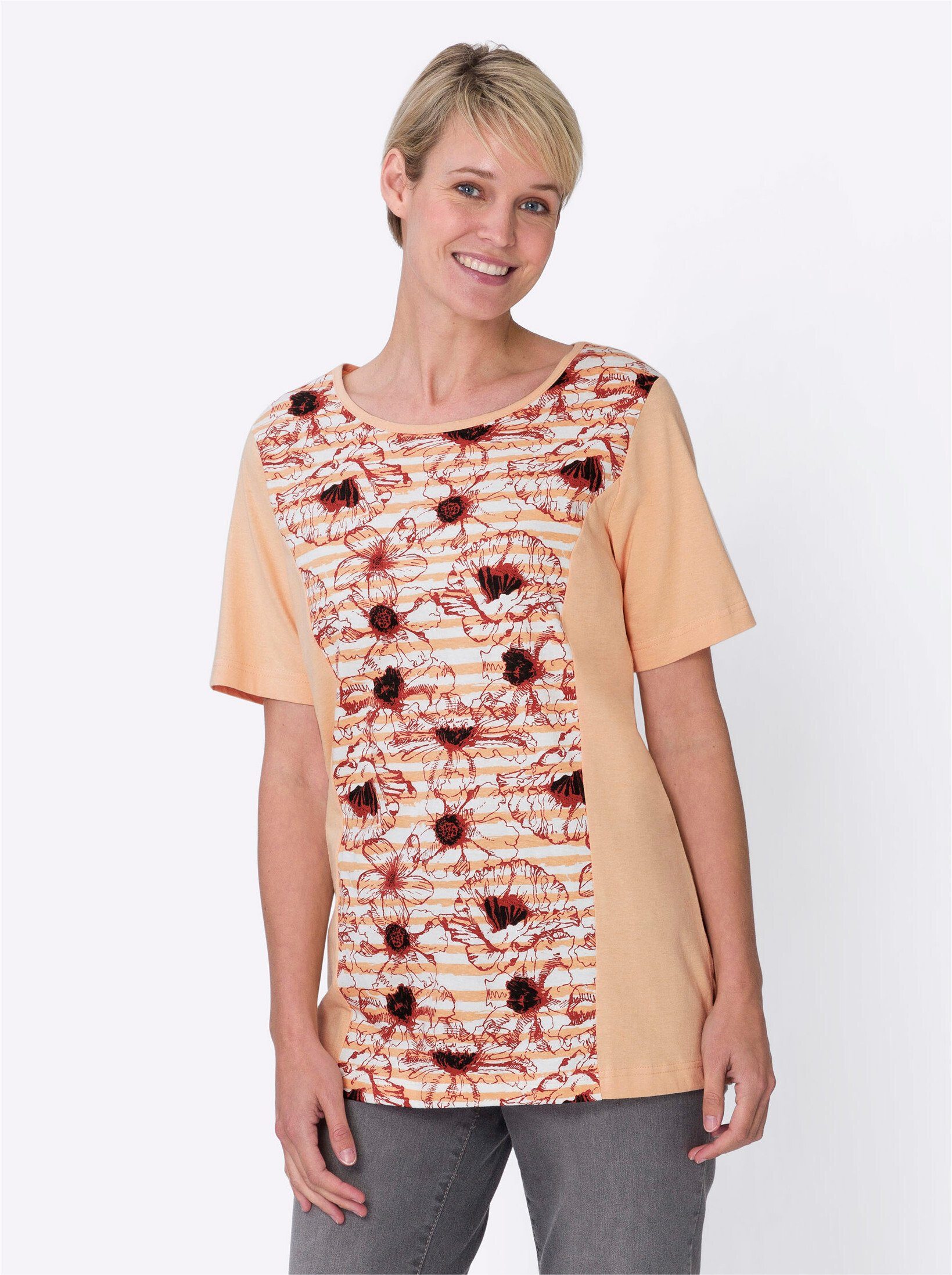 Sieh an! T-Shirt ecru-apricot-geringelt