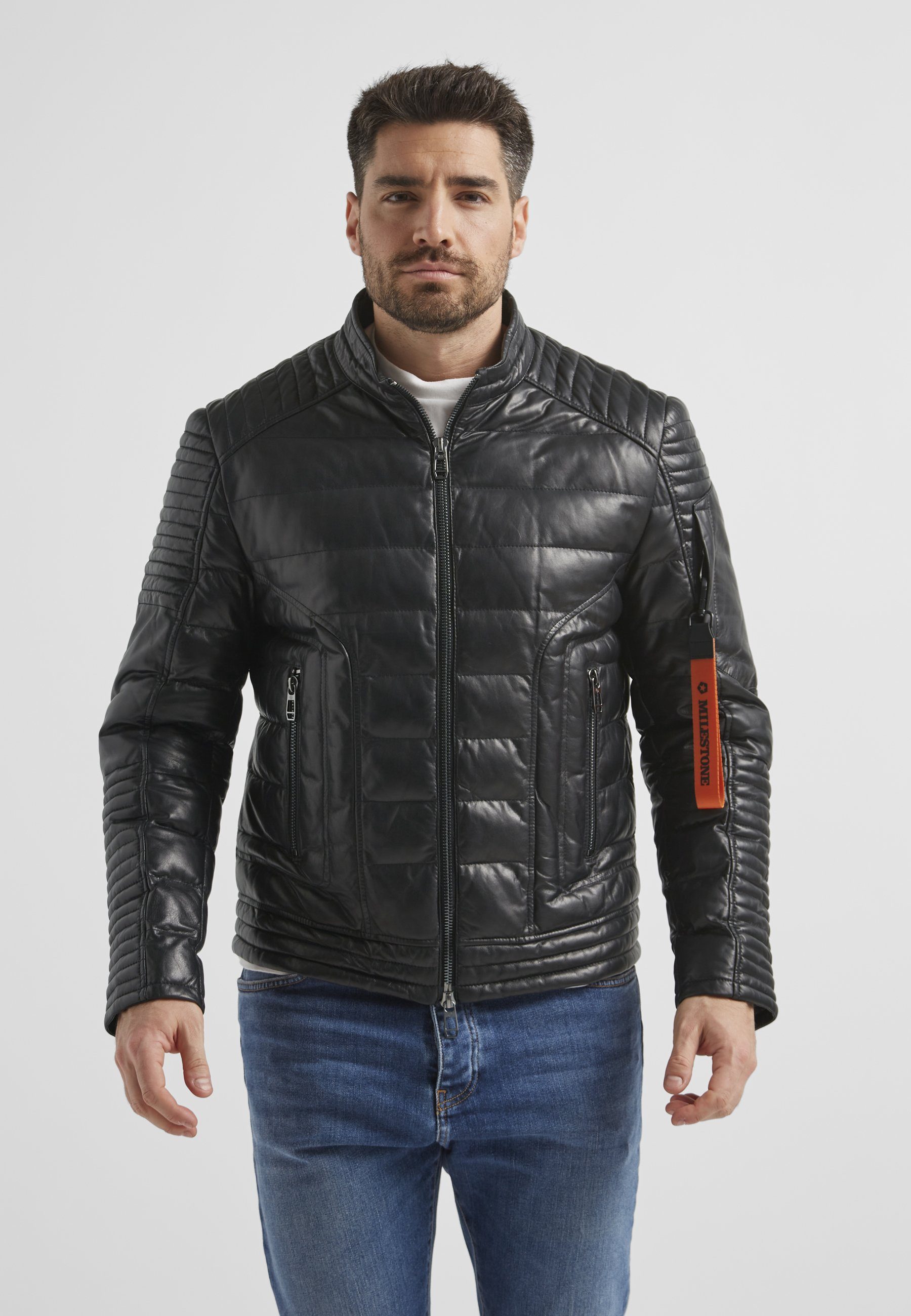 Milestone Bikerjacke MSAntony Herren Lederjacke Jacke Leder sportlich normale Passform