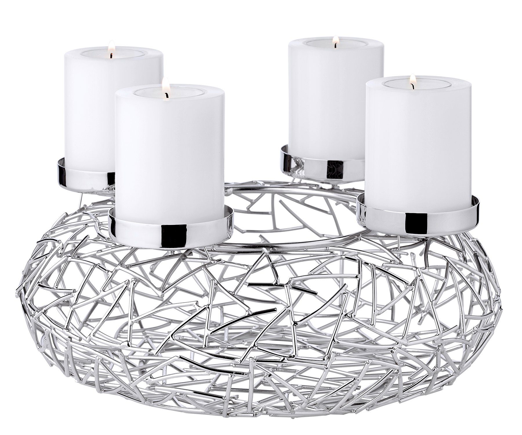 EDZARD Adventskranz Milano M, Silber-Optik, glänzend, vernickelt, Ø 28 cm