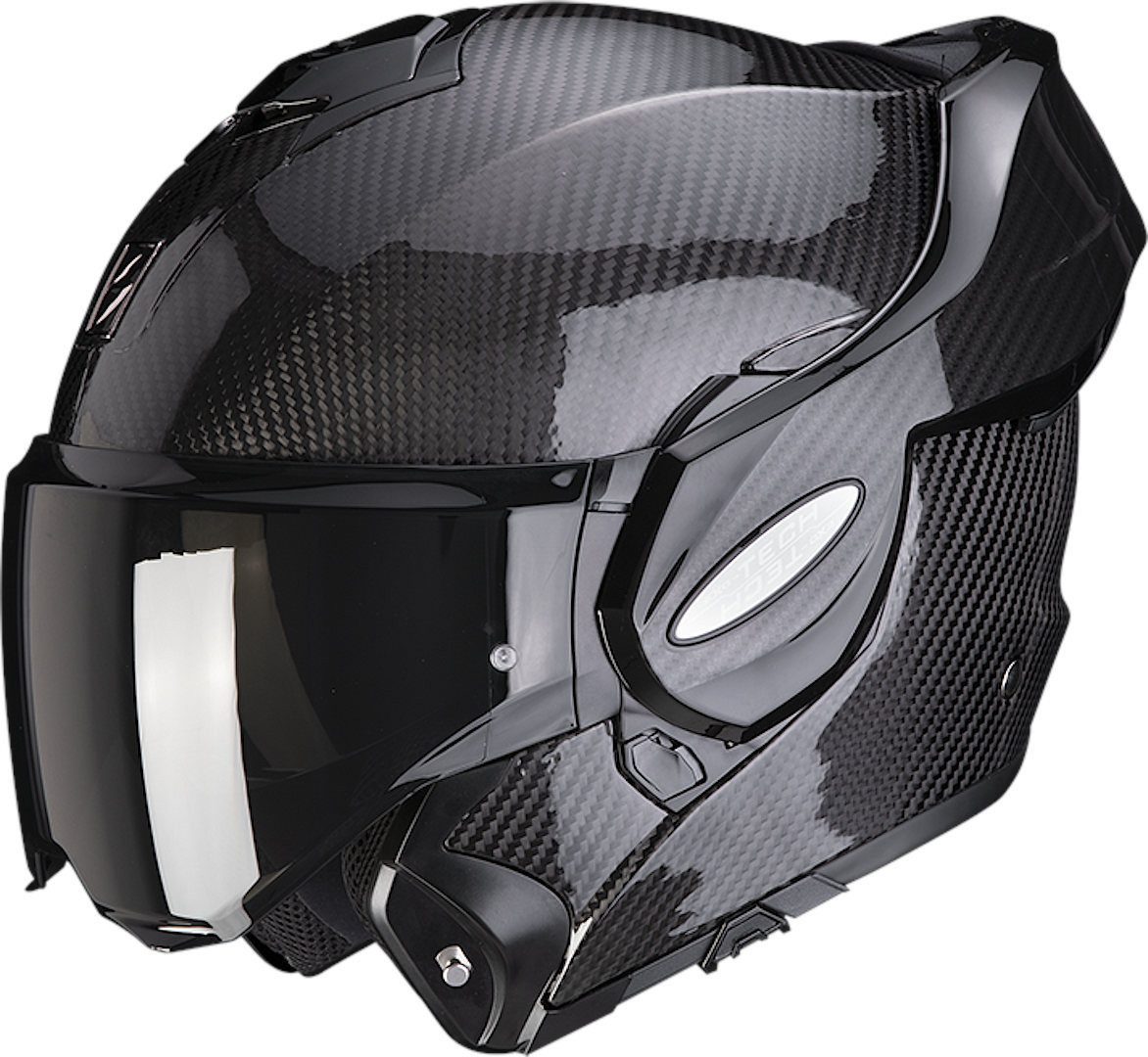 Scorpion Exo Motorradhelm Exo-Tech Evo Solid Carbon Klapphelm, vorbereitet für Kommunikationssystem,integriertes Sonnenvisier