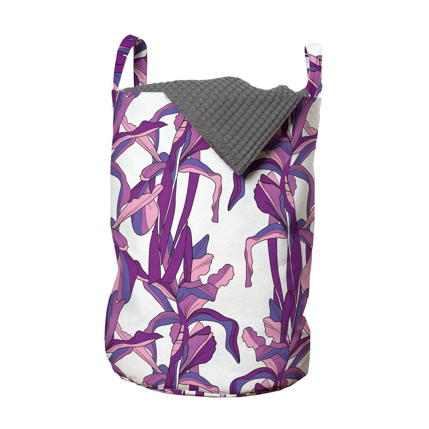 Abakuhaus Wäschesäckchen Wäschekorb mit Griffen Kordelzugverschluss für Waschsalons, Blumen Botanischer Blätter- Silhouetten