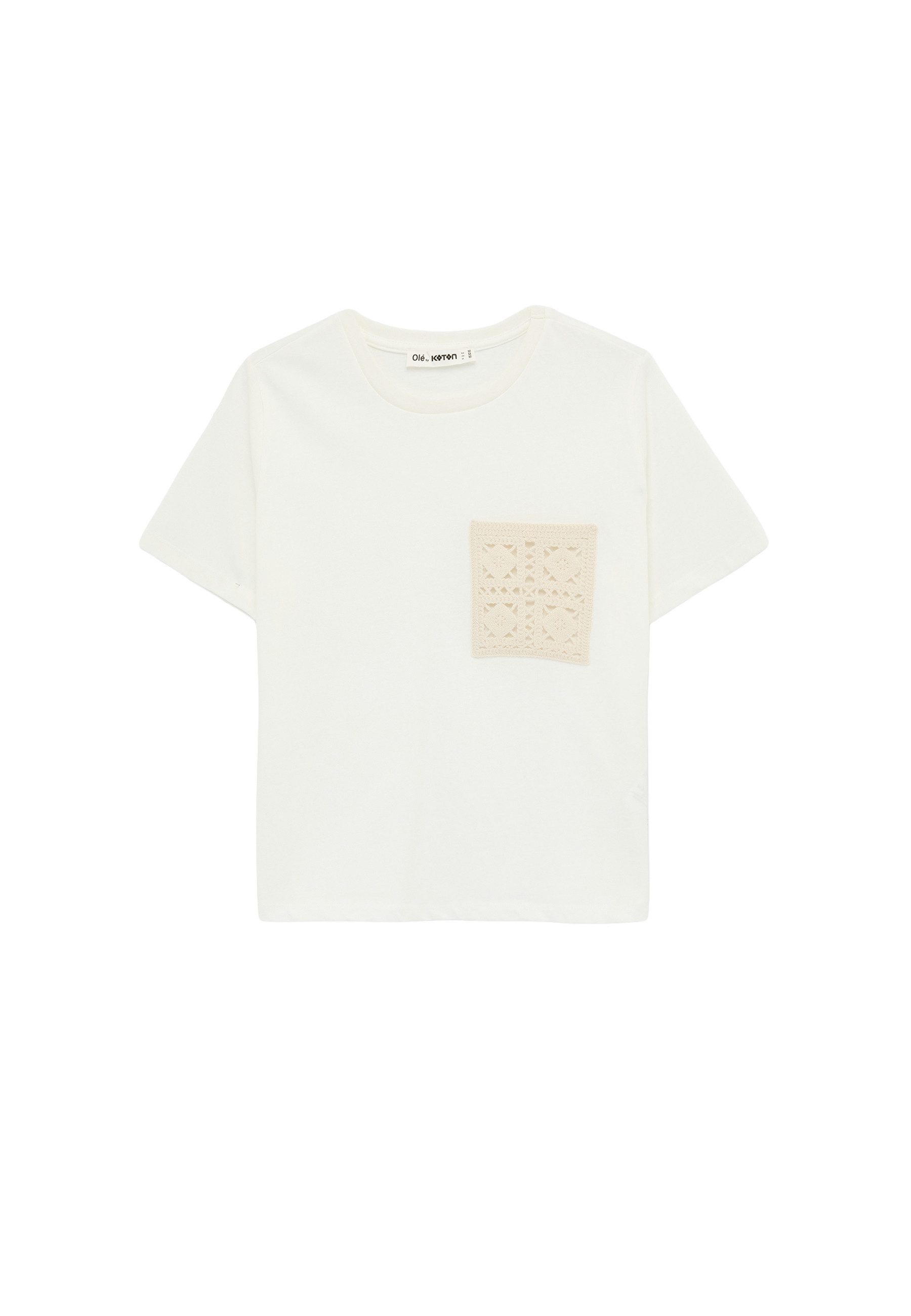 Koton T-Shirt Koton Besticktes Baumwoll-T-Shirt Regular Fit